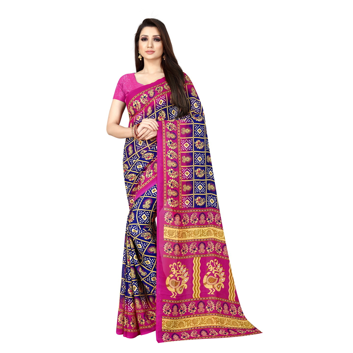 BEAUTIFUL PINK PATOLA PRINTED SAREE