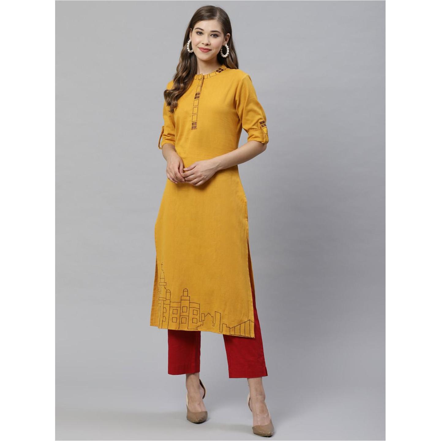 Jaipuri Chardiwari Embroidered Kurta