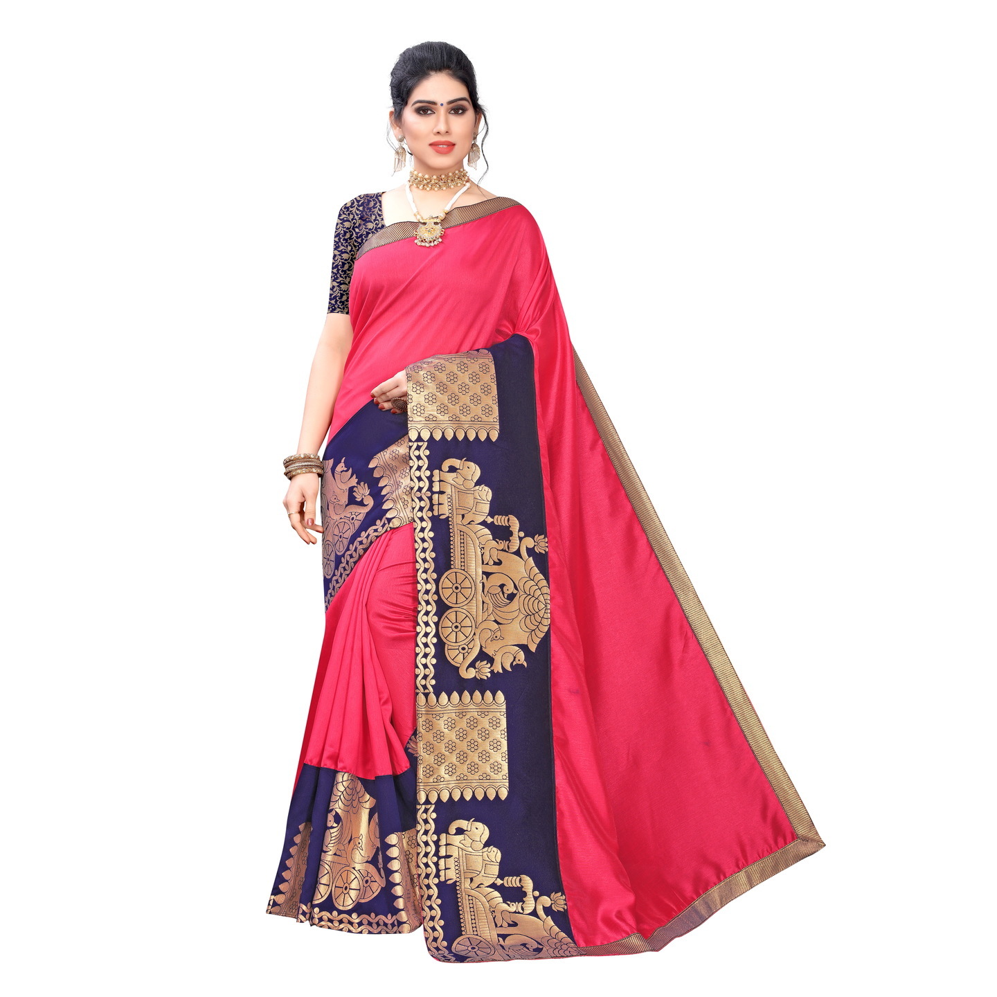 DESIGNER PINK SILK SAREE WITH JACQUARD BORDER