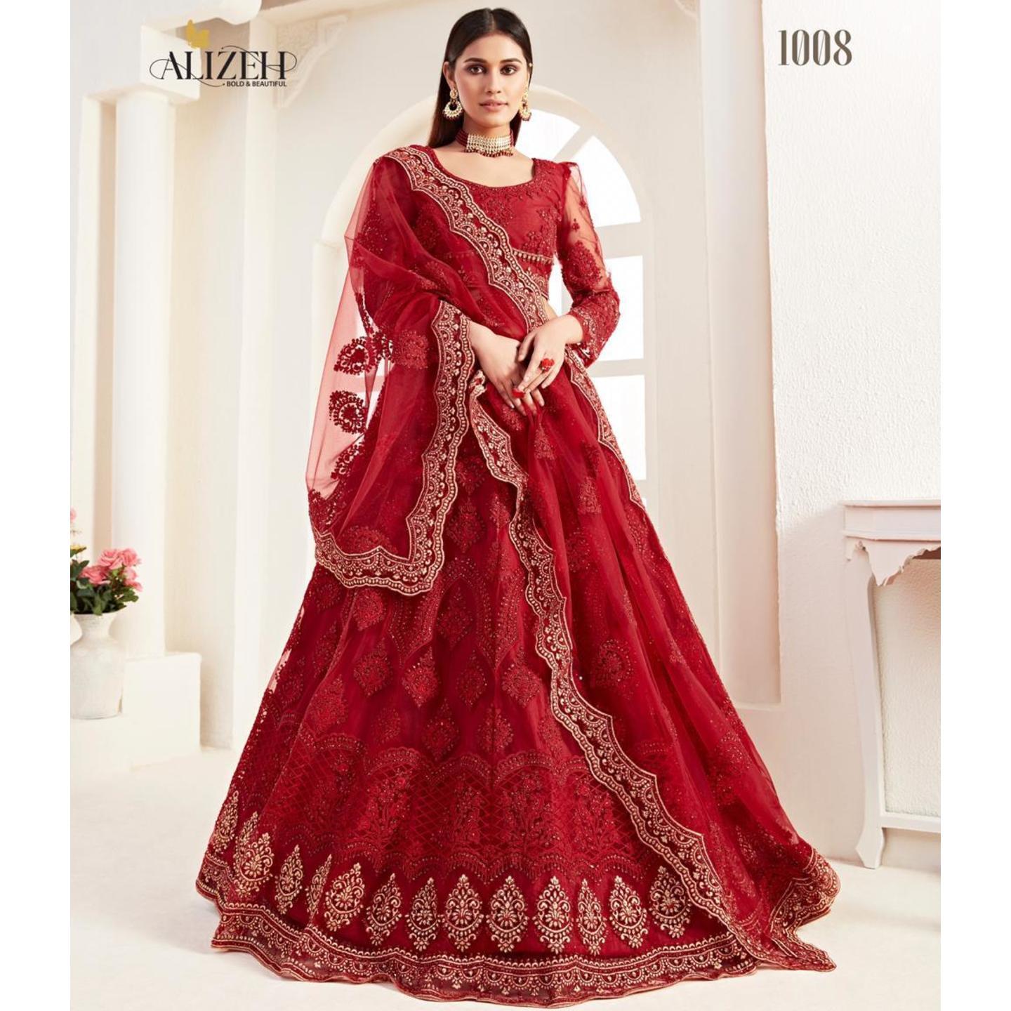 RED HEAVY BRIDAL LEHENGA BY ALIZEH