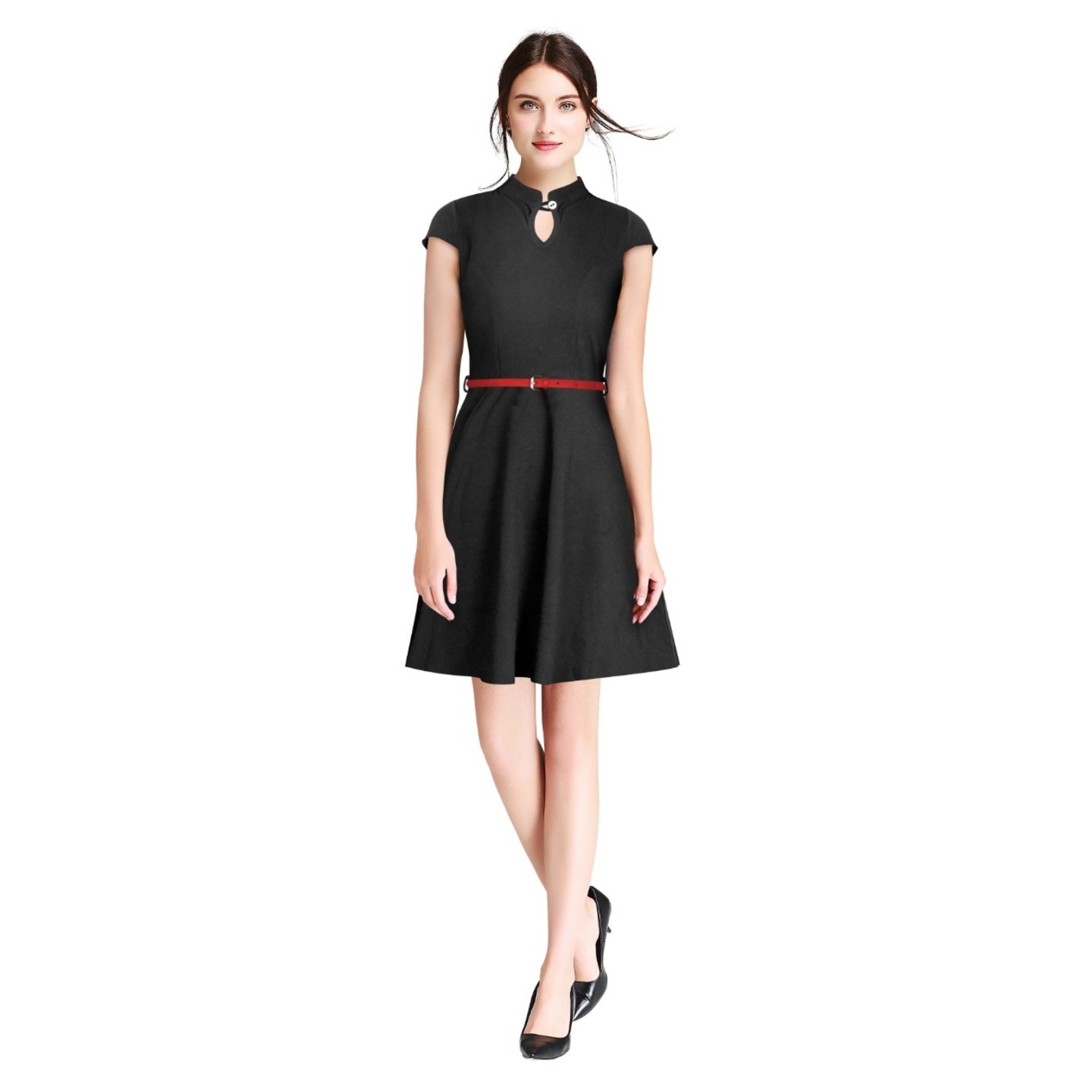 BLACK WESTERN FROCK WITH BELT
