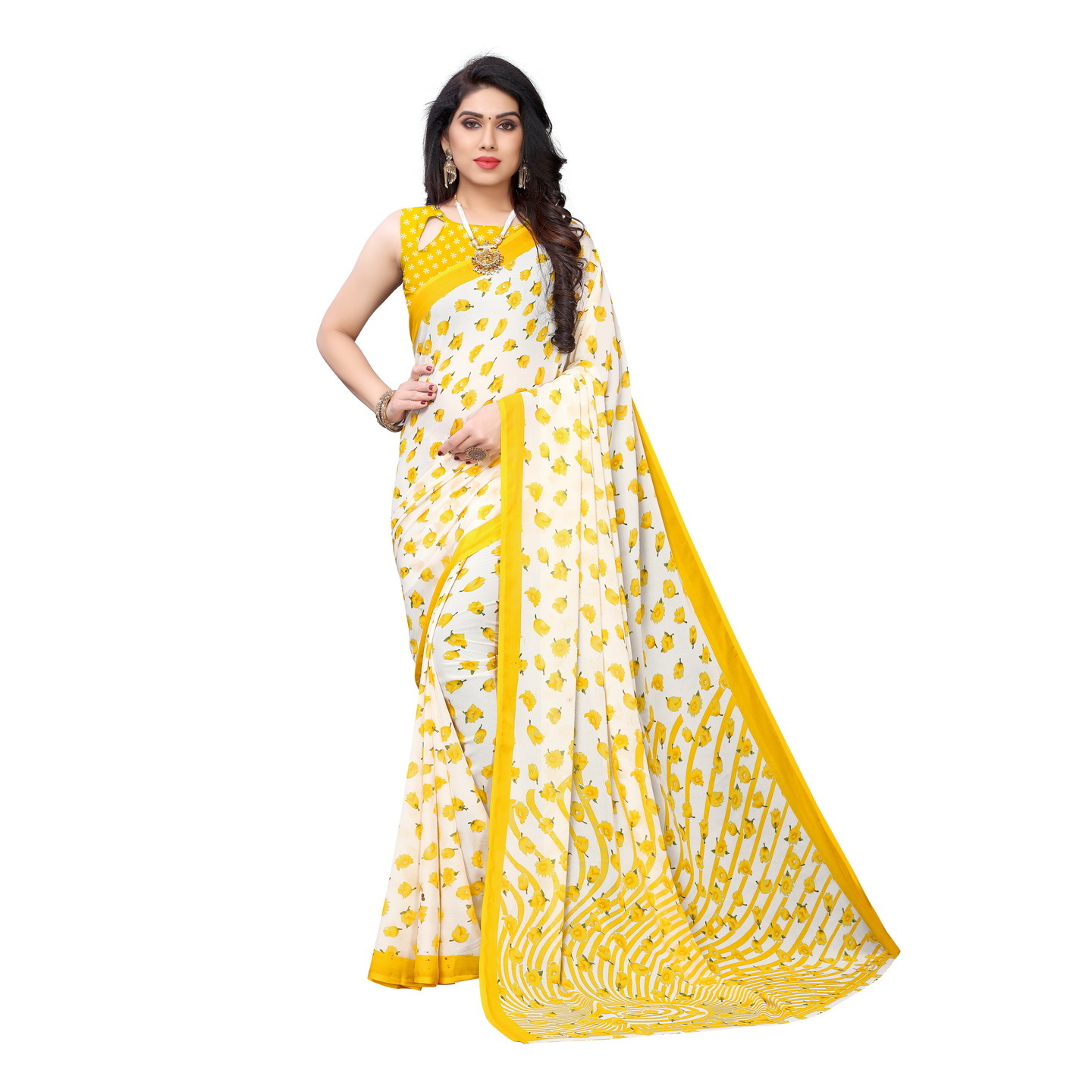 Beautiful Printed Georgette Saree with Blouse Piece
