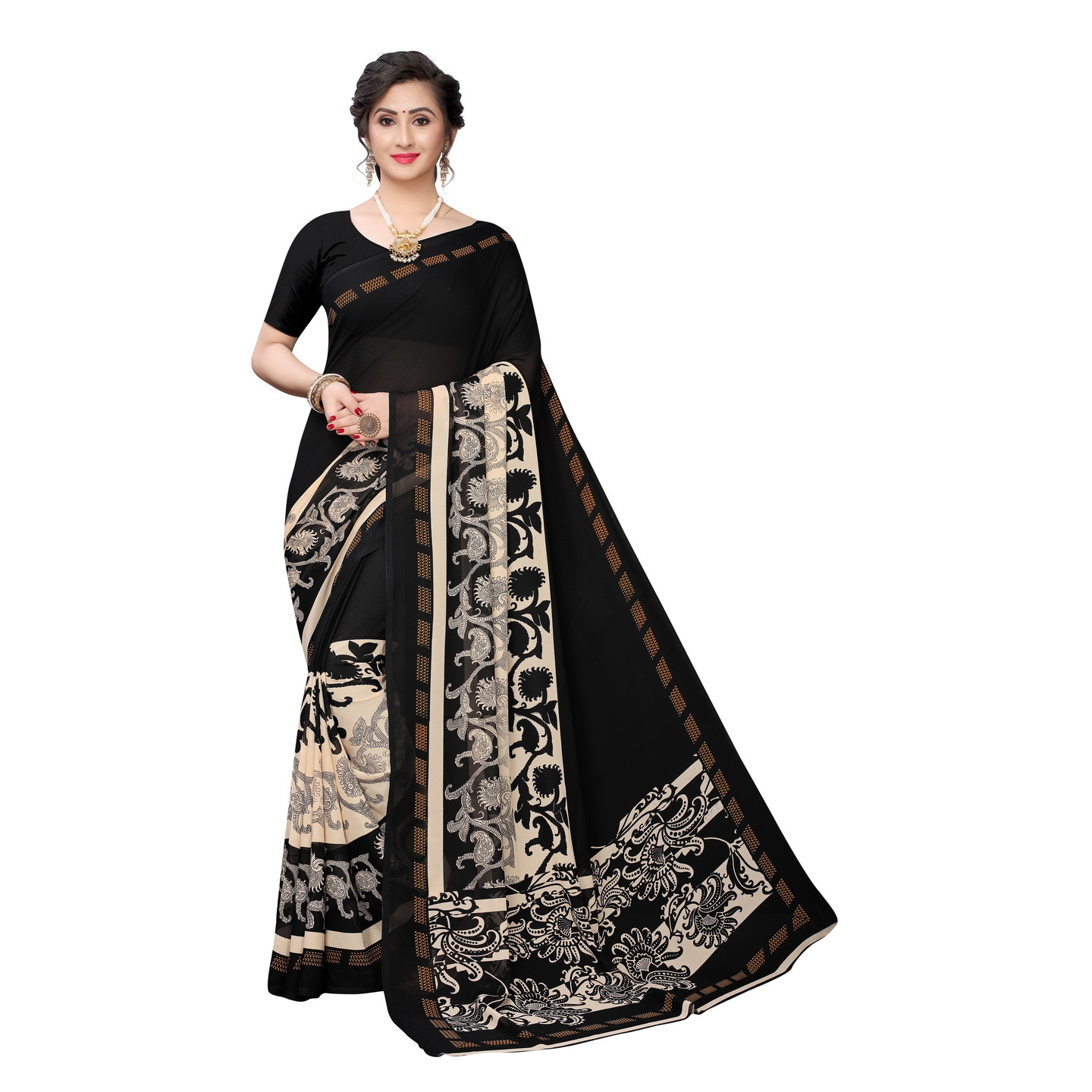 Beautiful Printed Georgette Saree with Blouse Piece