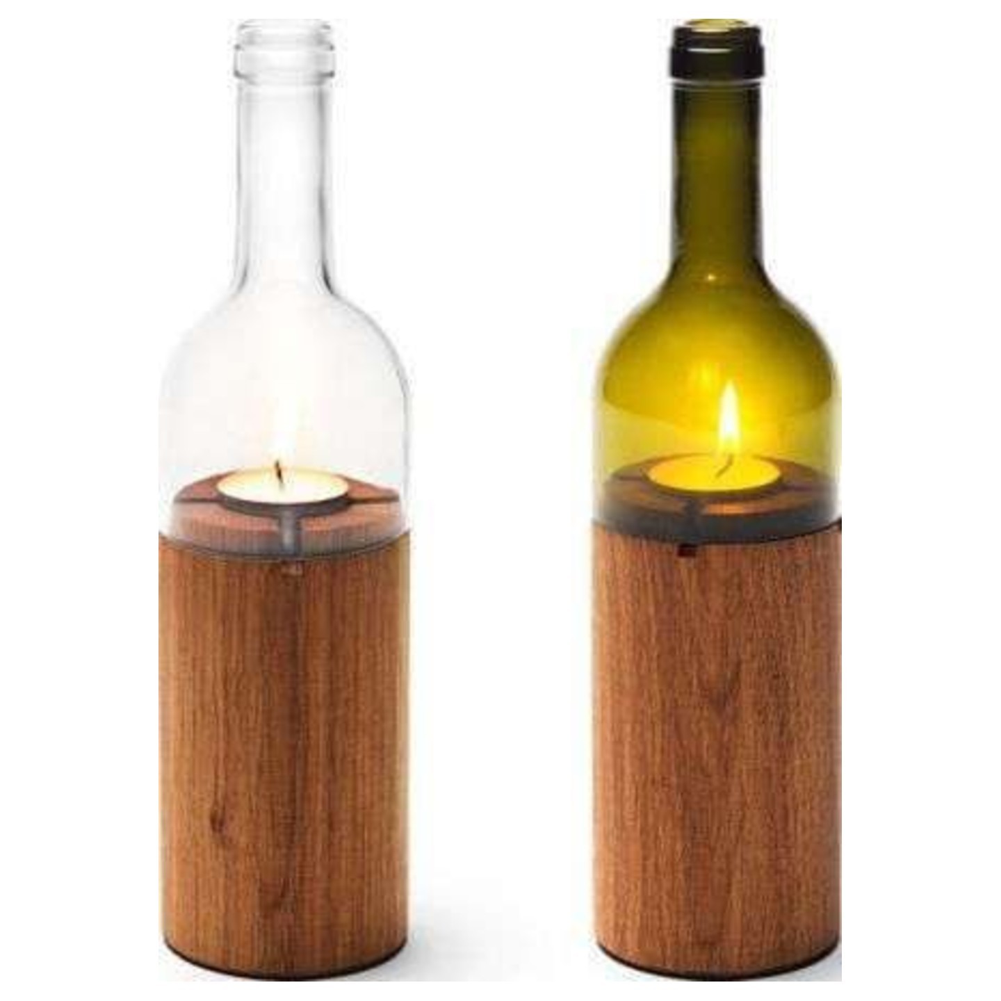 Cut Wine Bottle Candle Holder