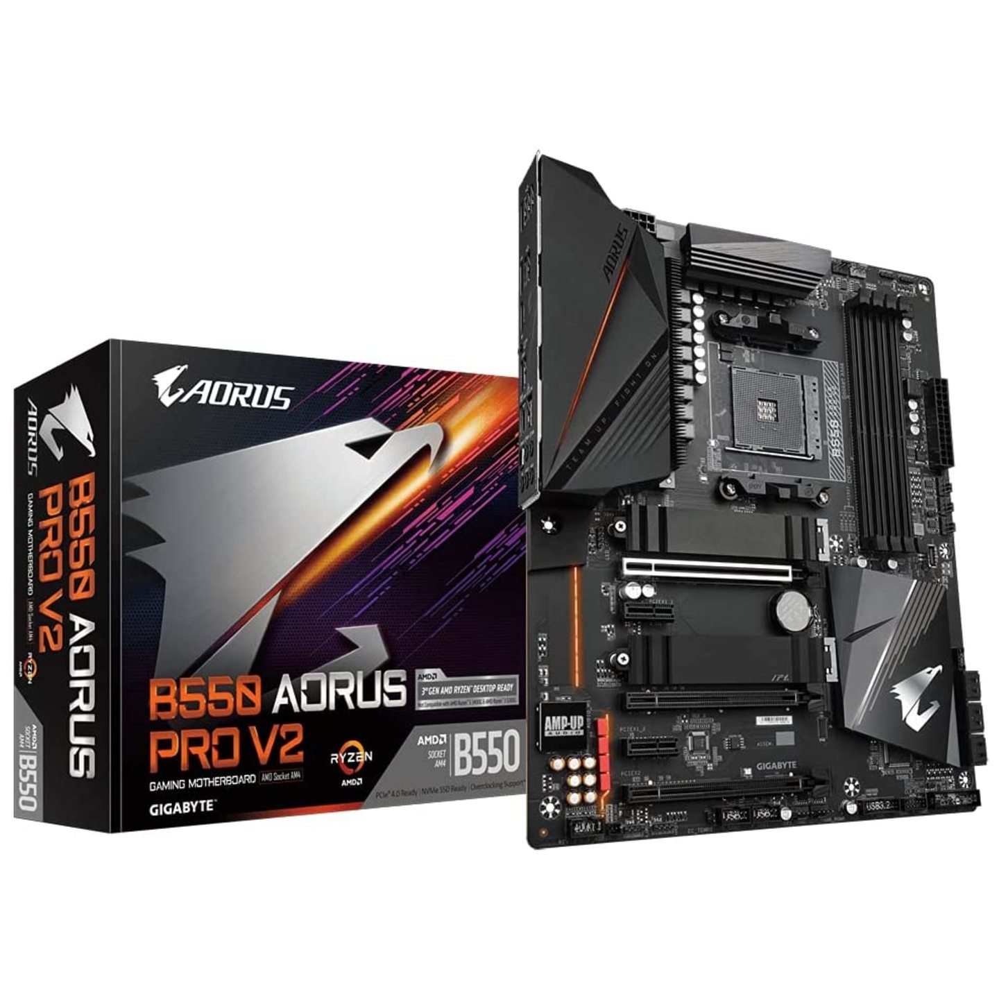 GIGABYTE B550 AORUS PRO V2 (AMD Ryzen 5000/ B550/ ATX/ PCIe4.0/ DDR4/ Realtek ALC1220-VB/ Front & Rear USB Type-C/ RGB Fusion 2.0/ Dual M.2 Thermal Guard/ Gaming Motherboard)