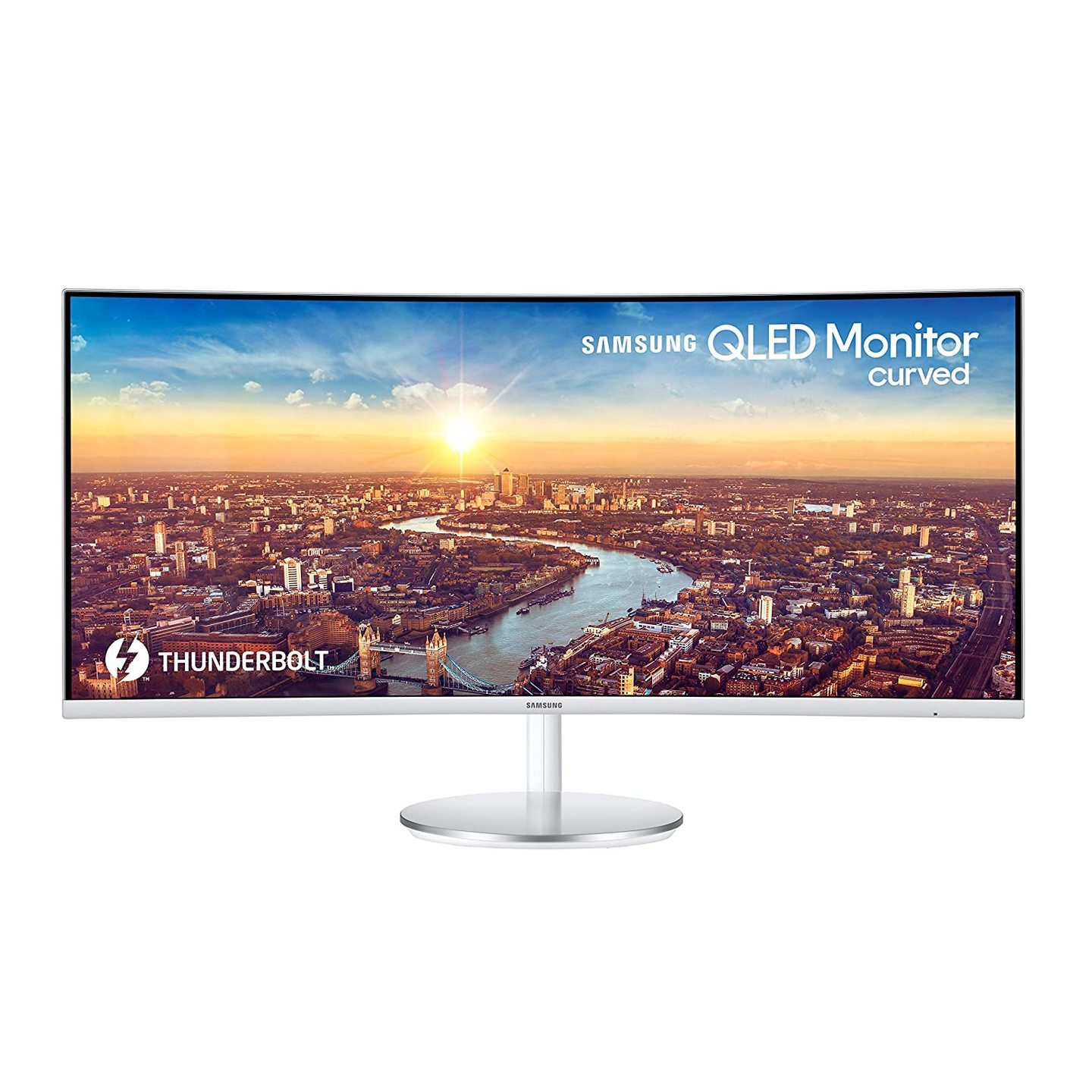 Samsung 34-inch (86.40cm) Curved Monitor- 21:9 Ultrawide QLED, Thunderbolt 3 Port- LC34J791WTWXXL, Gray