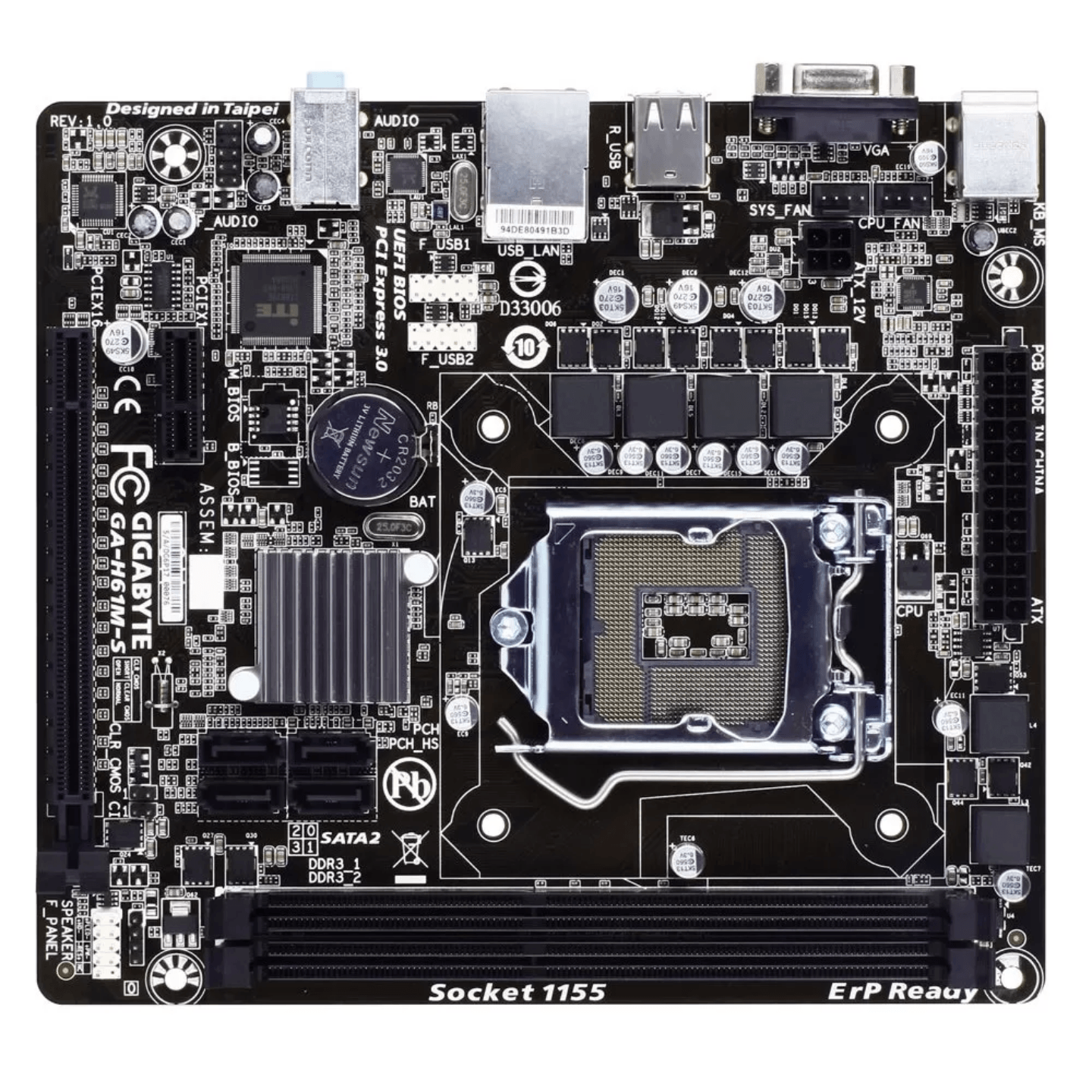 Gigabyte GA-H61M-S Motherboard For Intel 2nd & 3rd Gen Processors - LGA1155 Socket