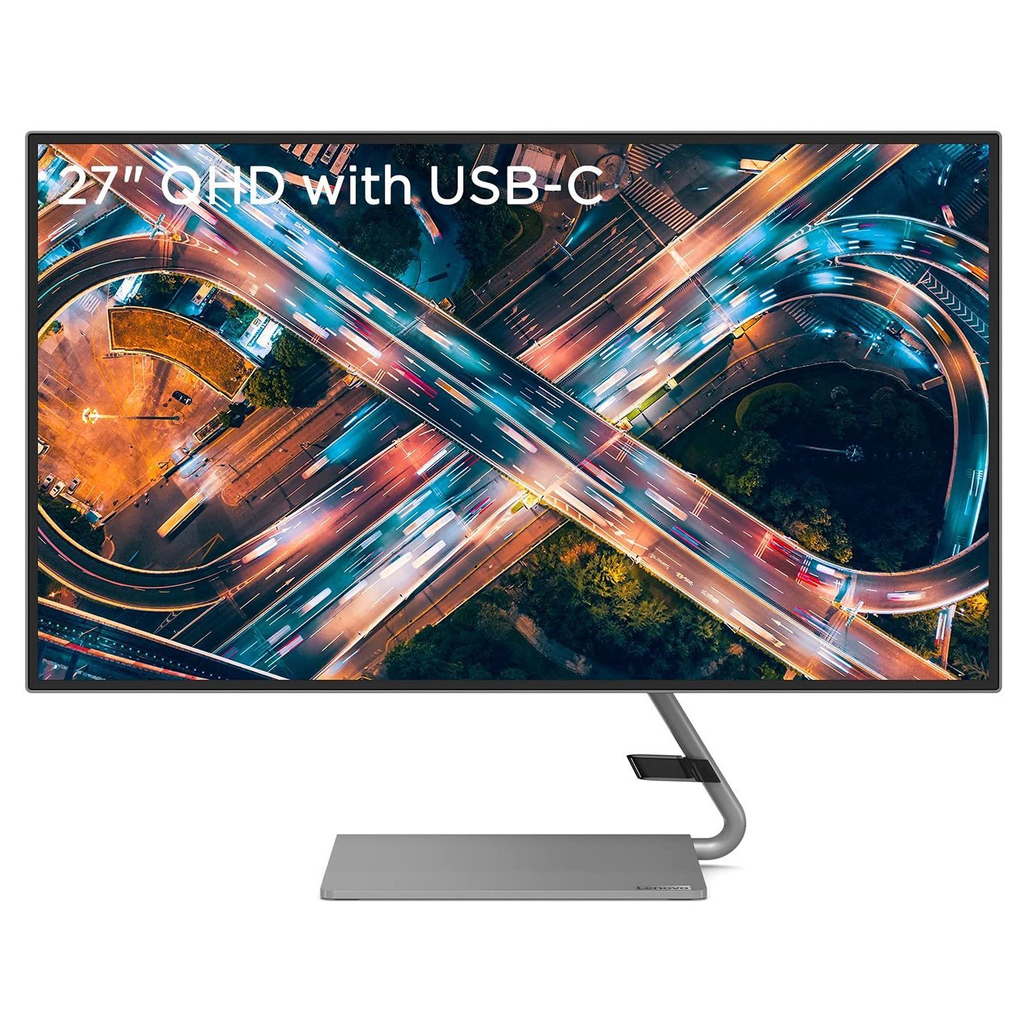 Lenovo Q27h-10 27" IPS Monitor, All-in-one USB-C Port for Power & Data Transmission,16:9 QHD 2560x1440, 2x3W Speakers, 178degree, LED Backlit,75Hz 4ms Response, Tilt, HDMI, DP, AudioOut, Eye Care