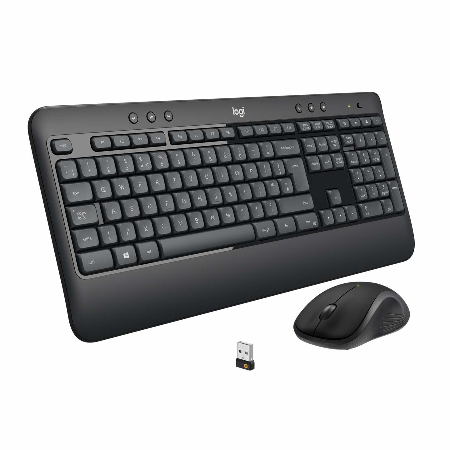 Logitech MK540 Wireless Keyboard and Mouse Combo for Windows, 2.4 GHz Wireless with Unifying USB-Receiver, Wireless Mouse, Multimedia Hot Keys, 3-Year Battery Life, PC/Laptop - Black 