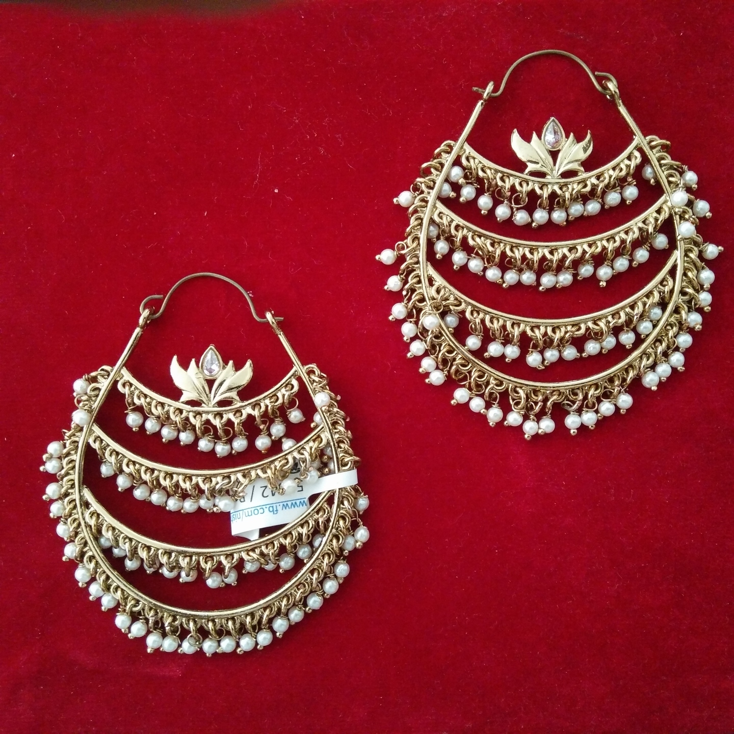 Multi layered Golden Chandbali with smaill white pearls