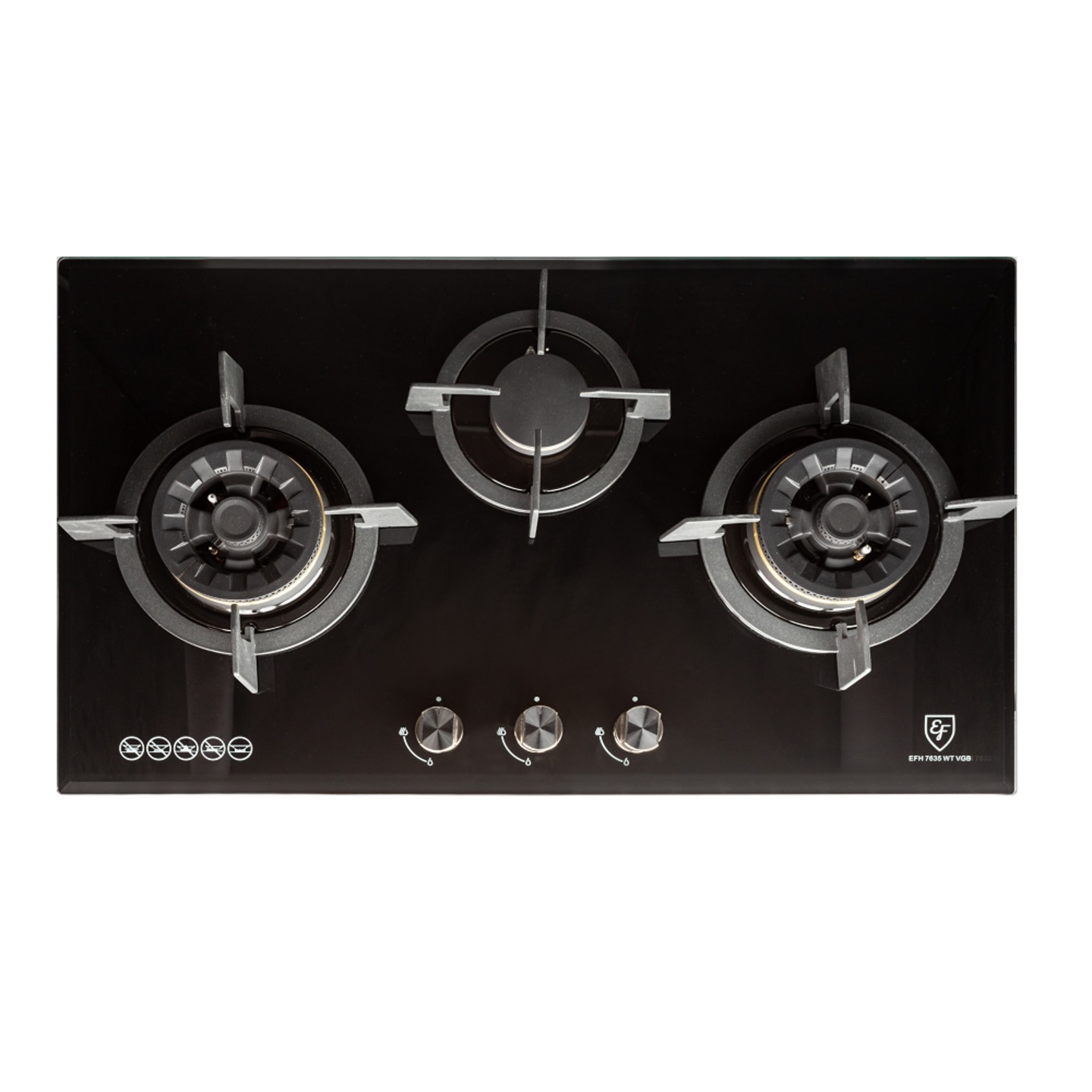 EFH 7635 WT VGB - LPG GAS DUAL FLAME GLASS COOKER HOB