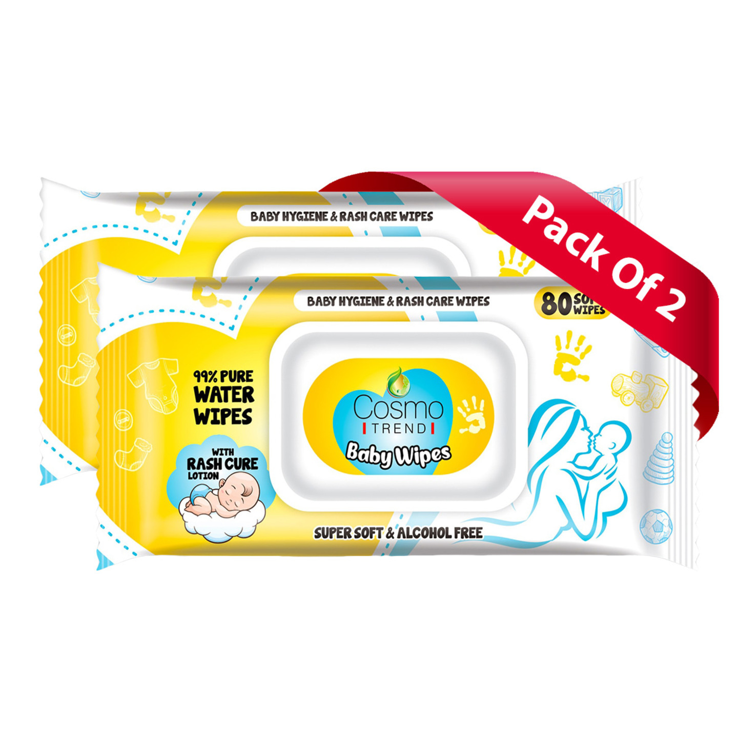 CosmoTrend Cleansing Baby Wet Wipes Pack of 2  With Fliptop Lid