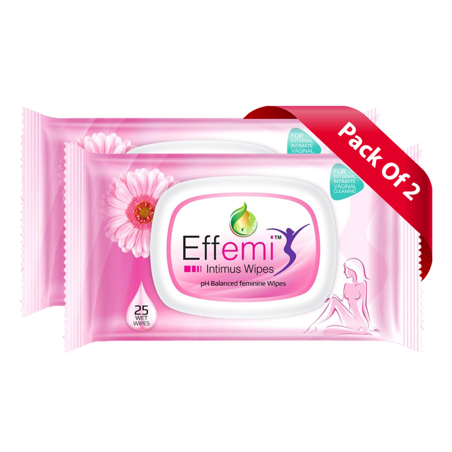 Effemi Intimate Wet-Wipes for Women - 50 Wipes Pack of 2