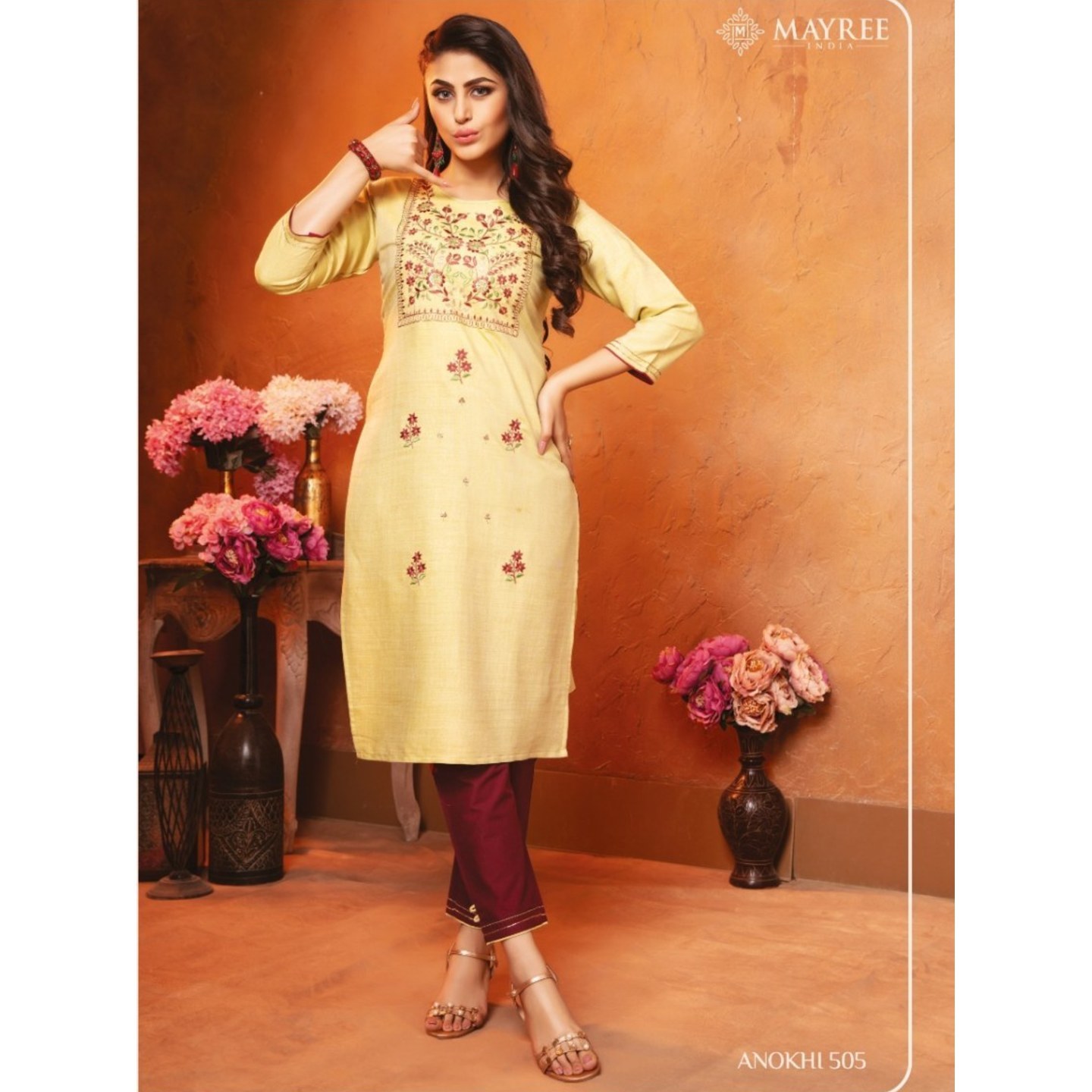 Atractive Rayon Embroidered Kurta With Pant For Women's and Girls