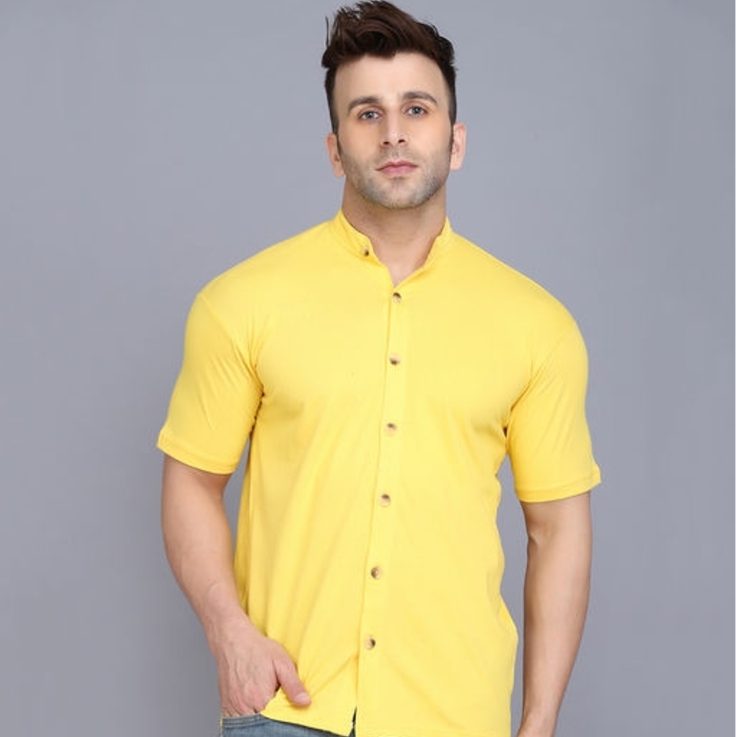 Yellow Colour Half Sleeve Shirt