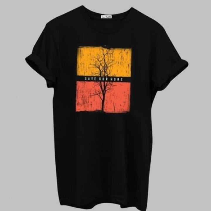 Tree Printed Black T-Shirt For Men