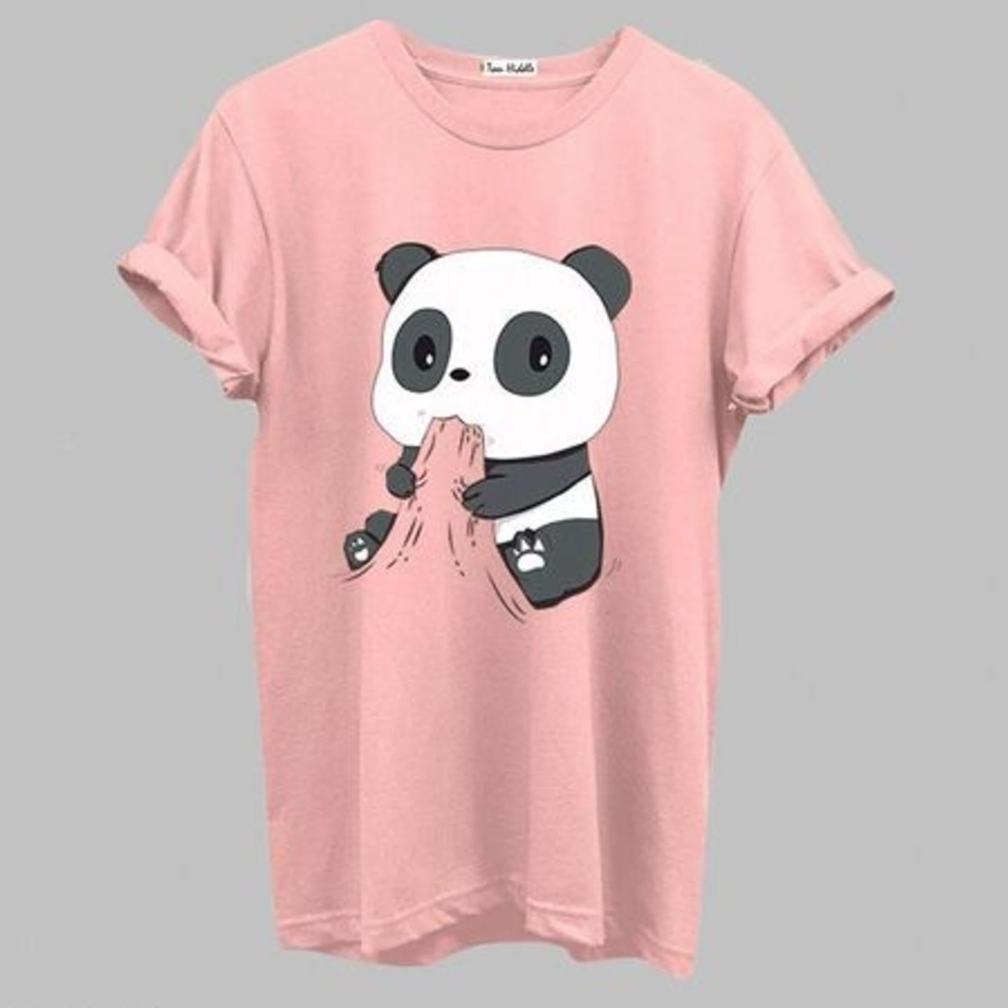 Panda Printed Pink Colour Half Sleeve T-Shirt For Men