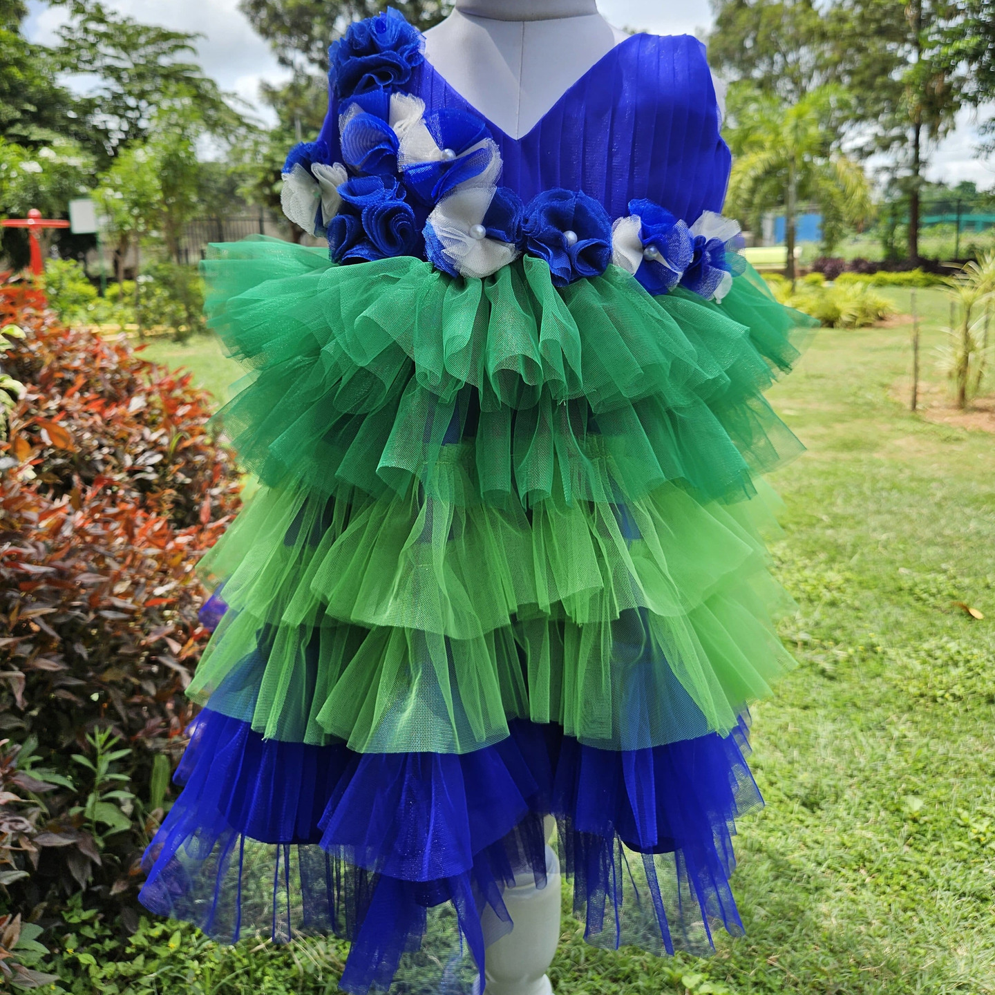 LS-0136 - Blue & Green Tulle Frock