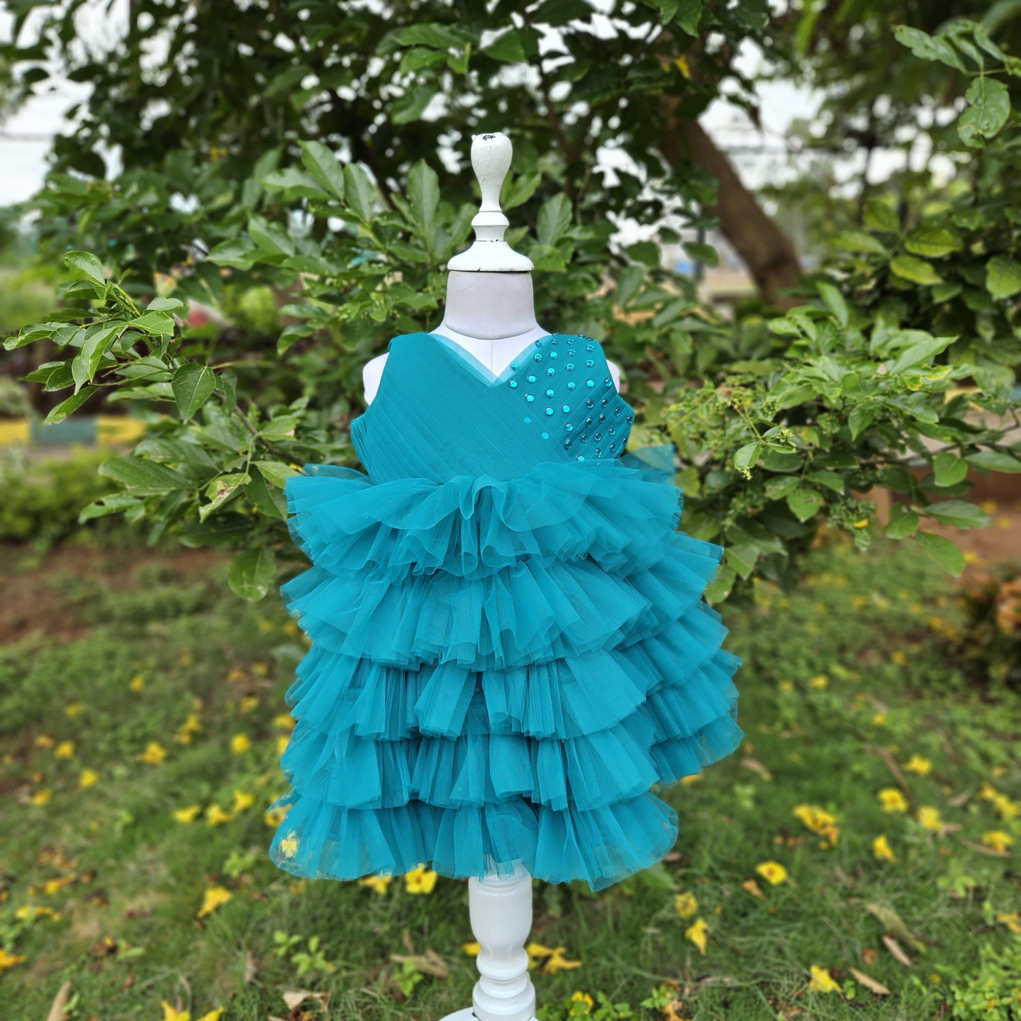 LS-0157 - Teal Blue Multi-Tiered Frock