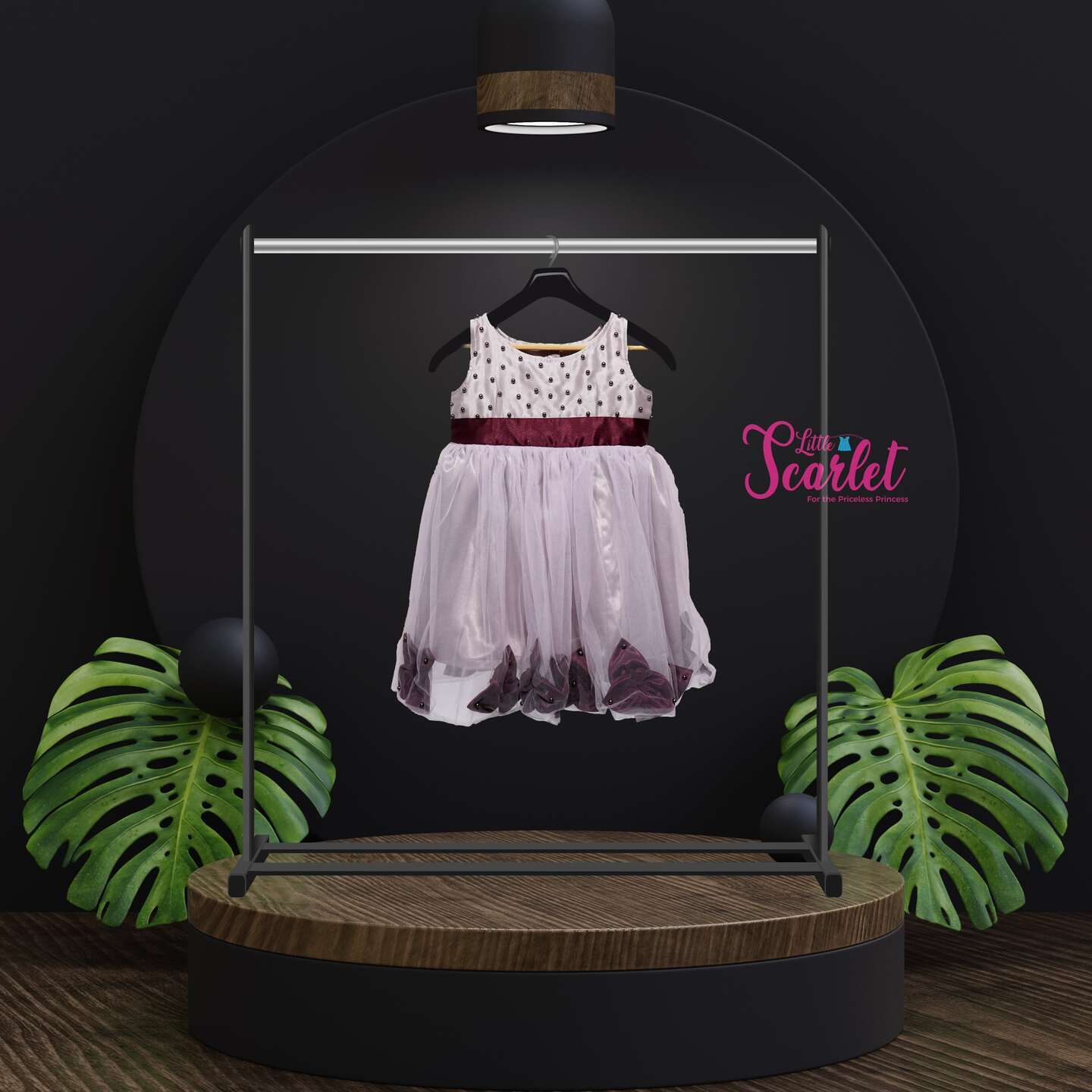 LS-0095 - Lavender Satin & Net Frock