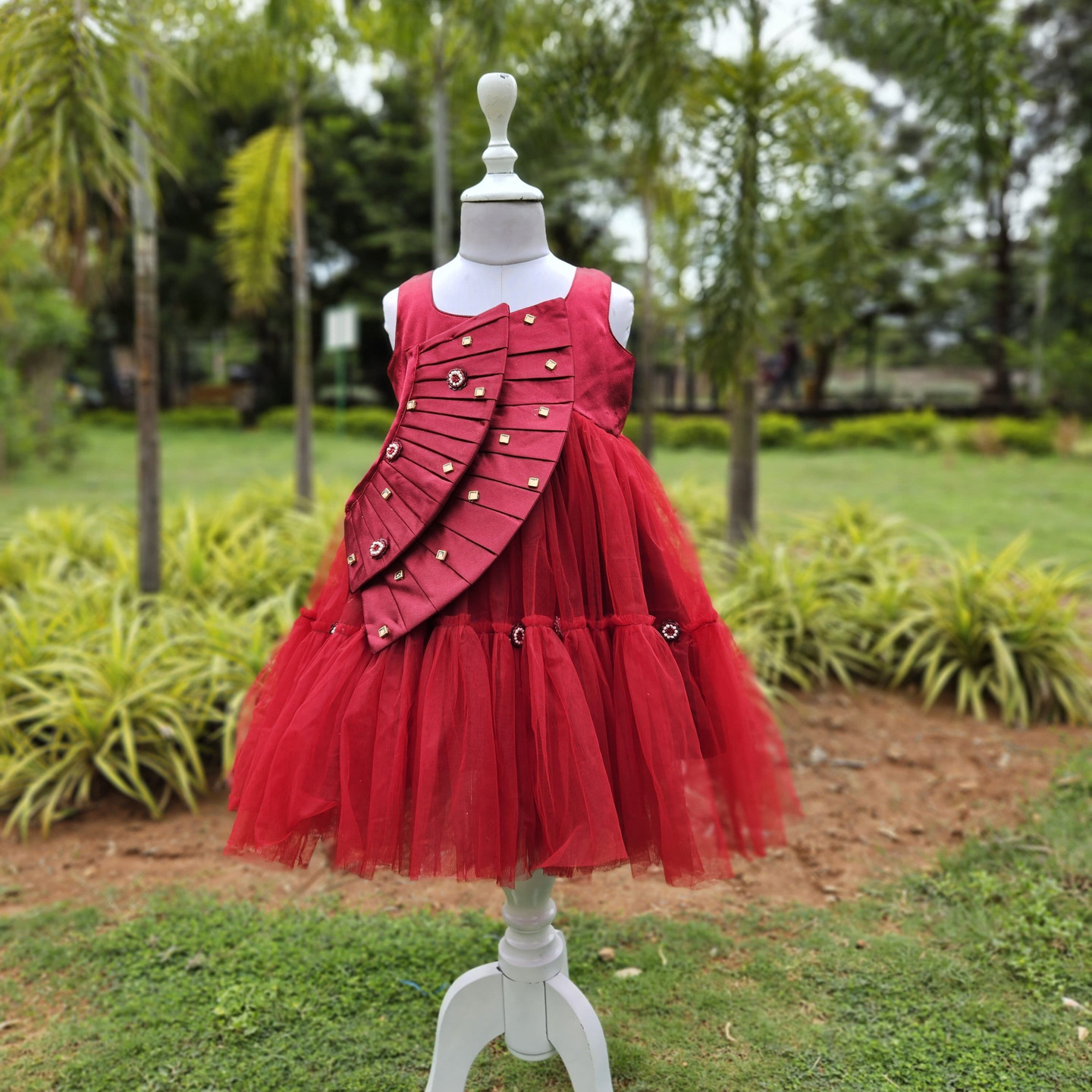 LS-0152 - Maroon Tulle Frock