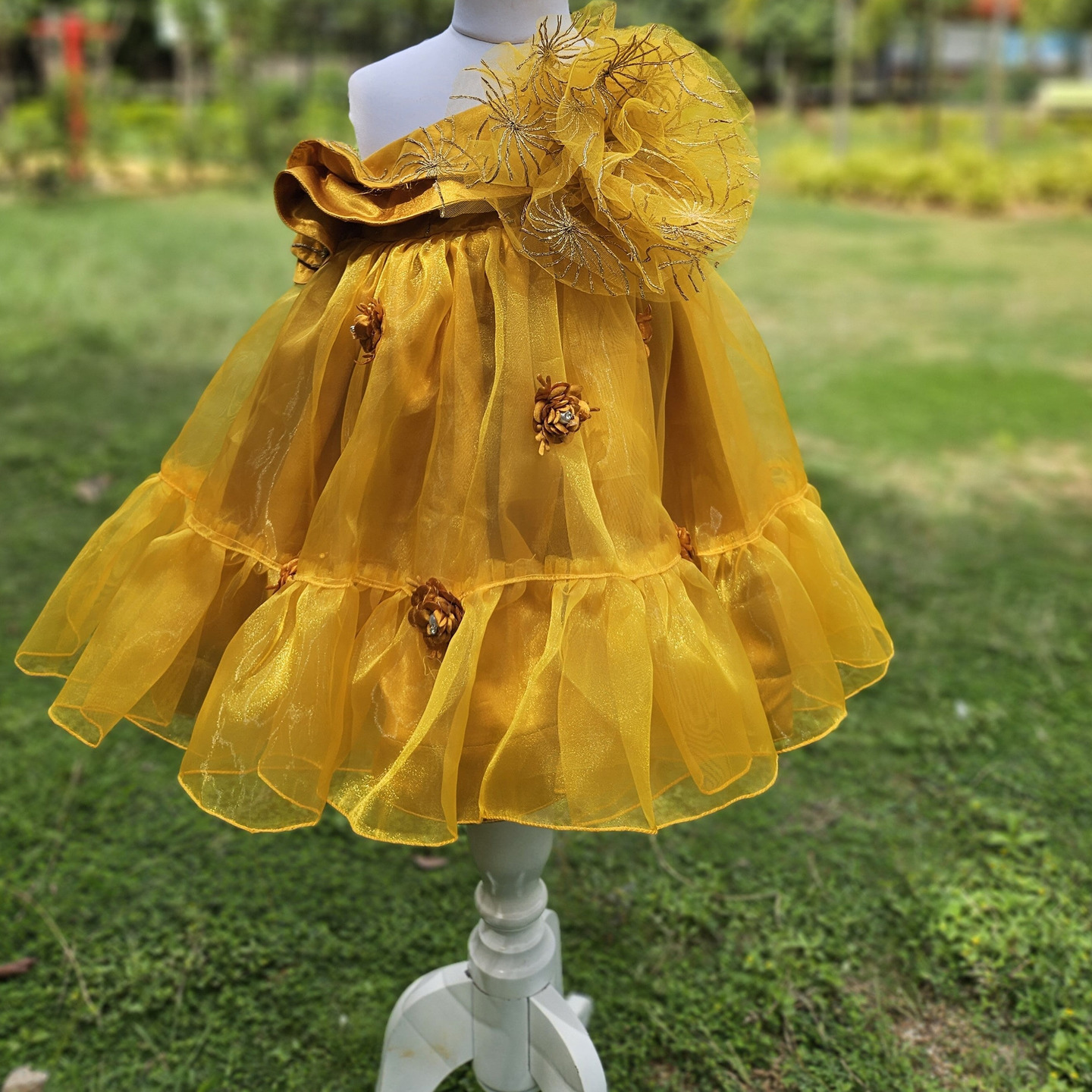 LS-0167 - Mustard Organza Frock