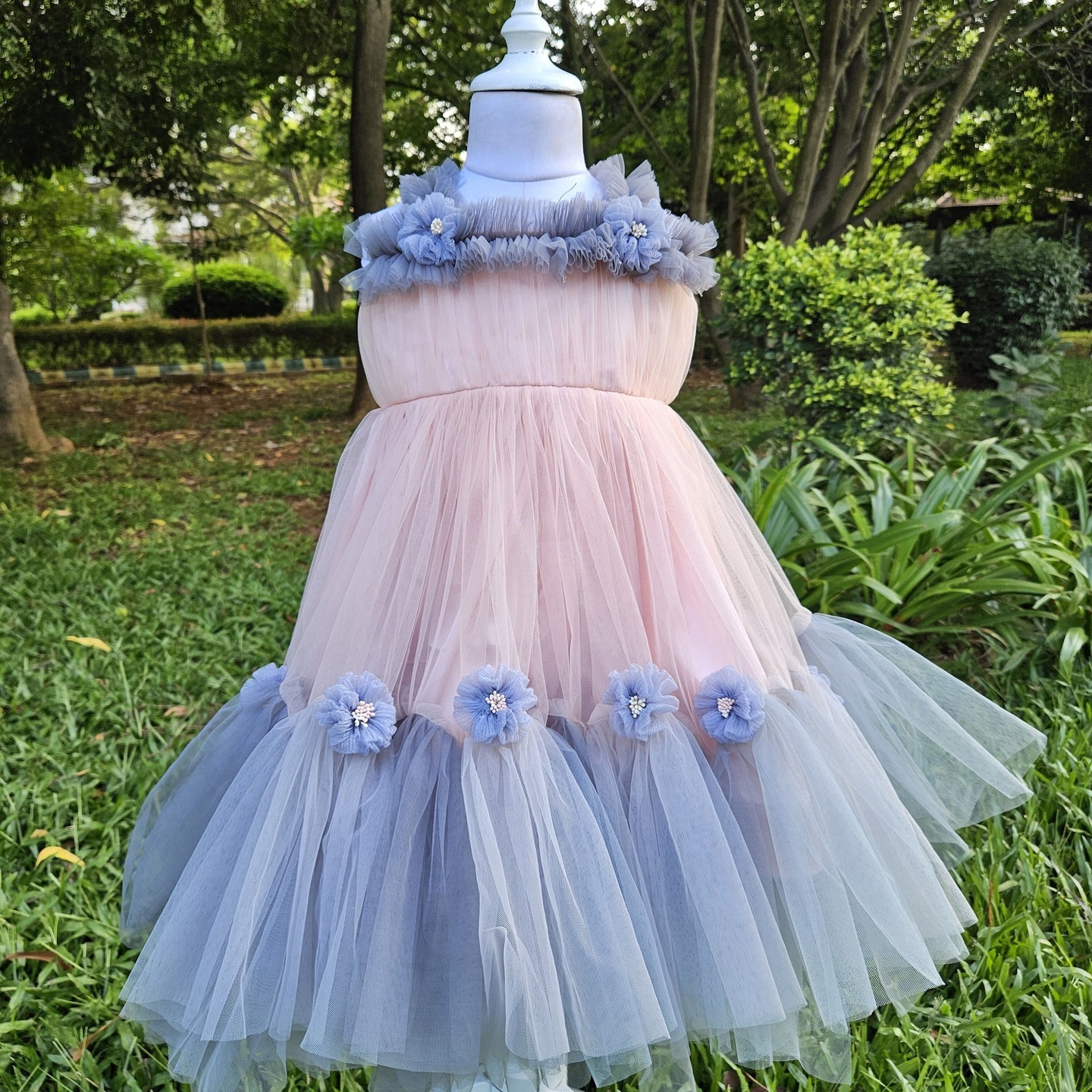 LS-0121 - Baby Pink And Grey Frock