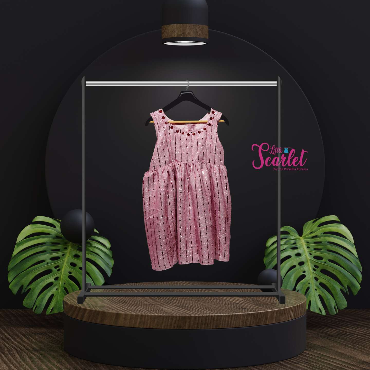 LS-0069 - Pink Sleeveless Shimmer Frock