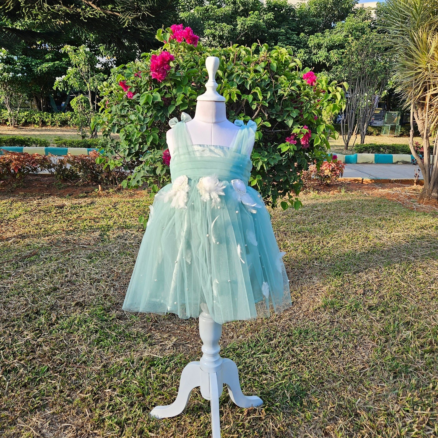 LS-0112 - Blue Feather Embellished Frock