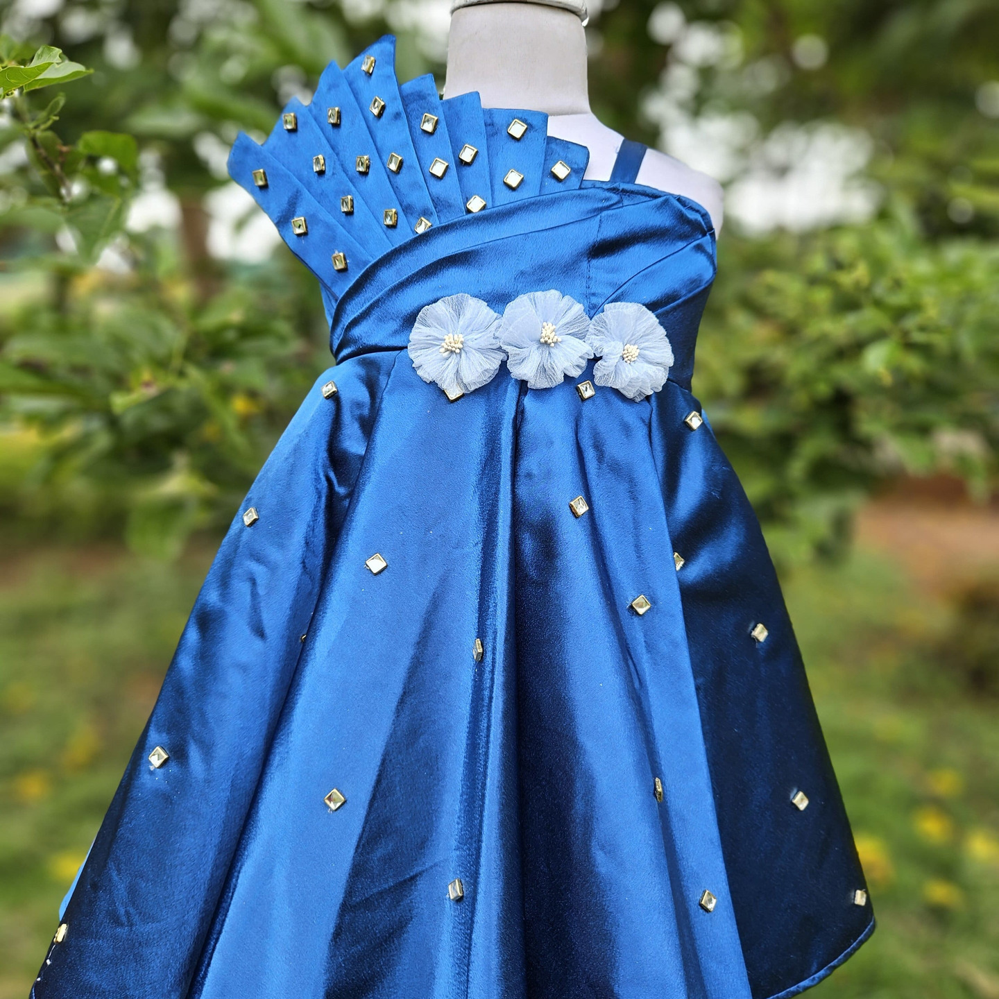 LS-0148 - Midnight Blue Satin Frock