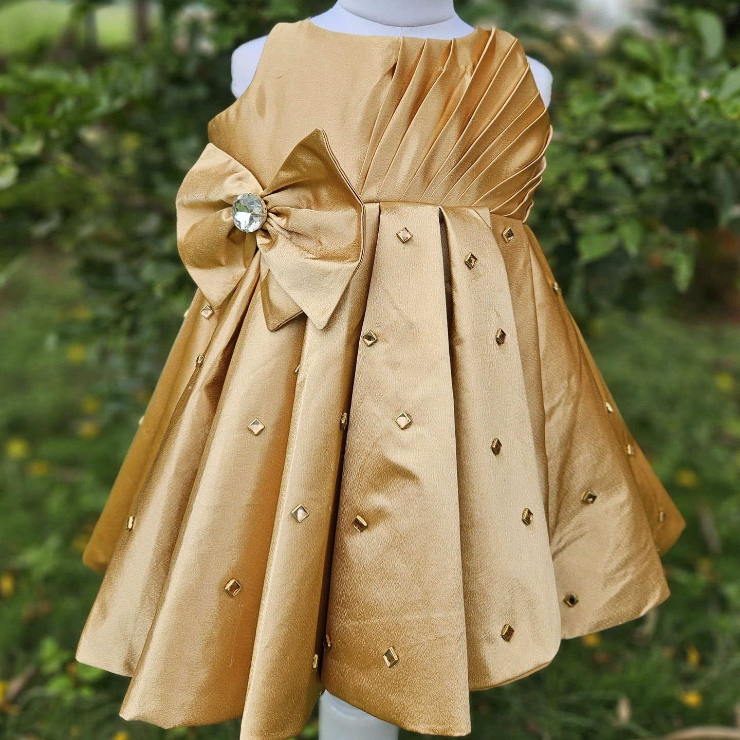 LS-0180 - Gold Satin Frock