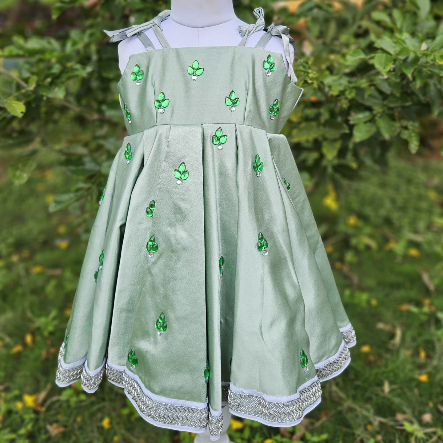 LS-0172 - Sage Green Satin Frock