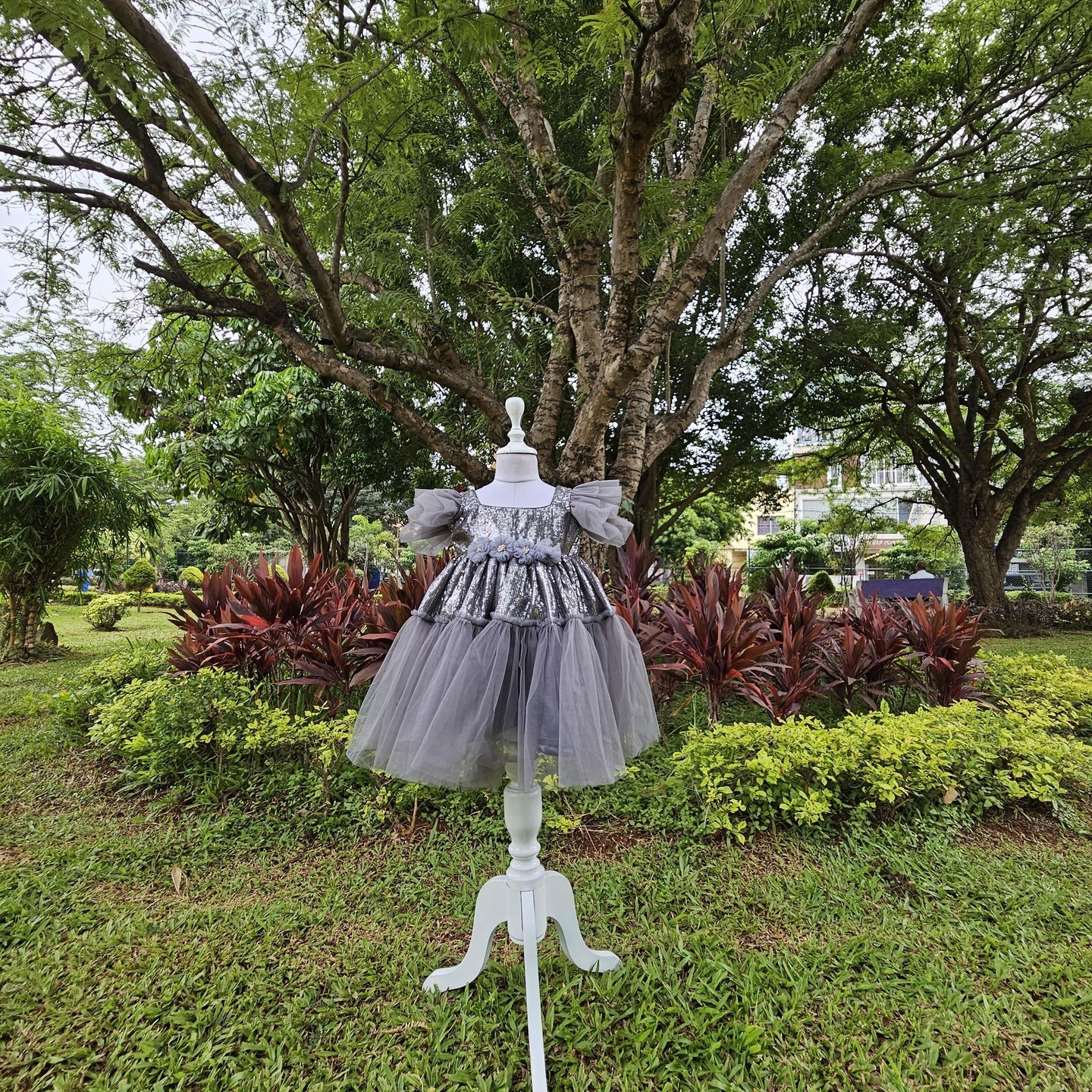 LS-0104 - Grey Sequin Frock