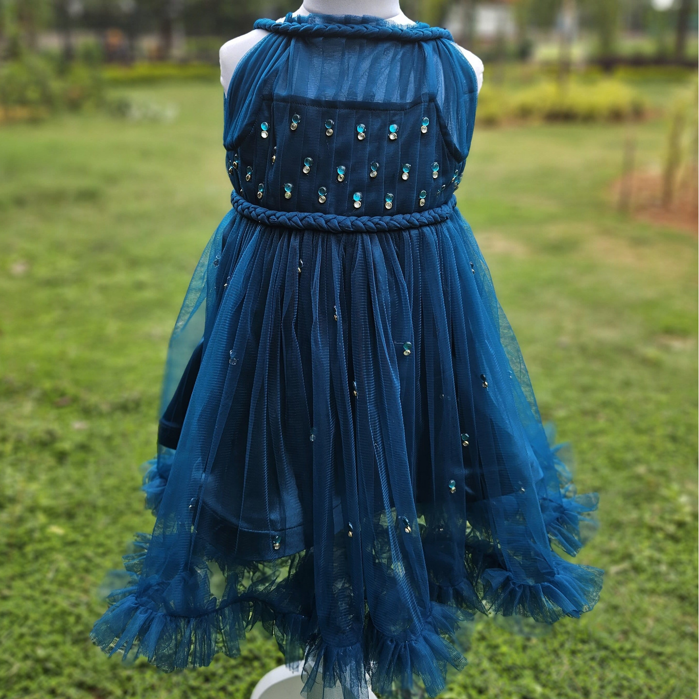 LS-0182 - Electric Blue Braided Net Frock