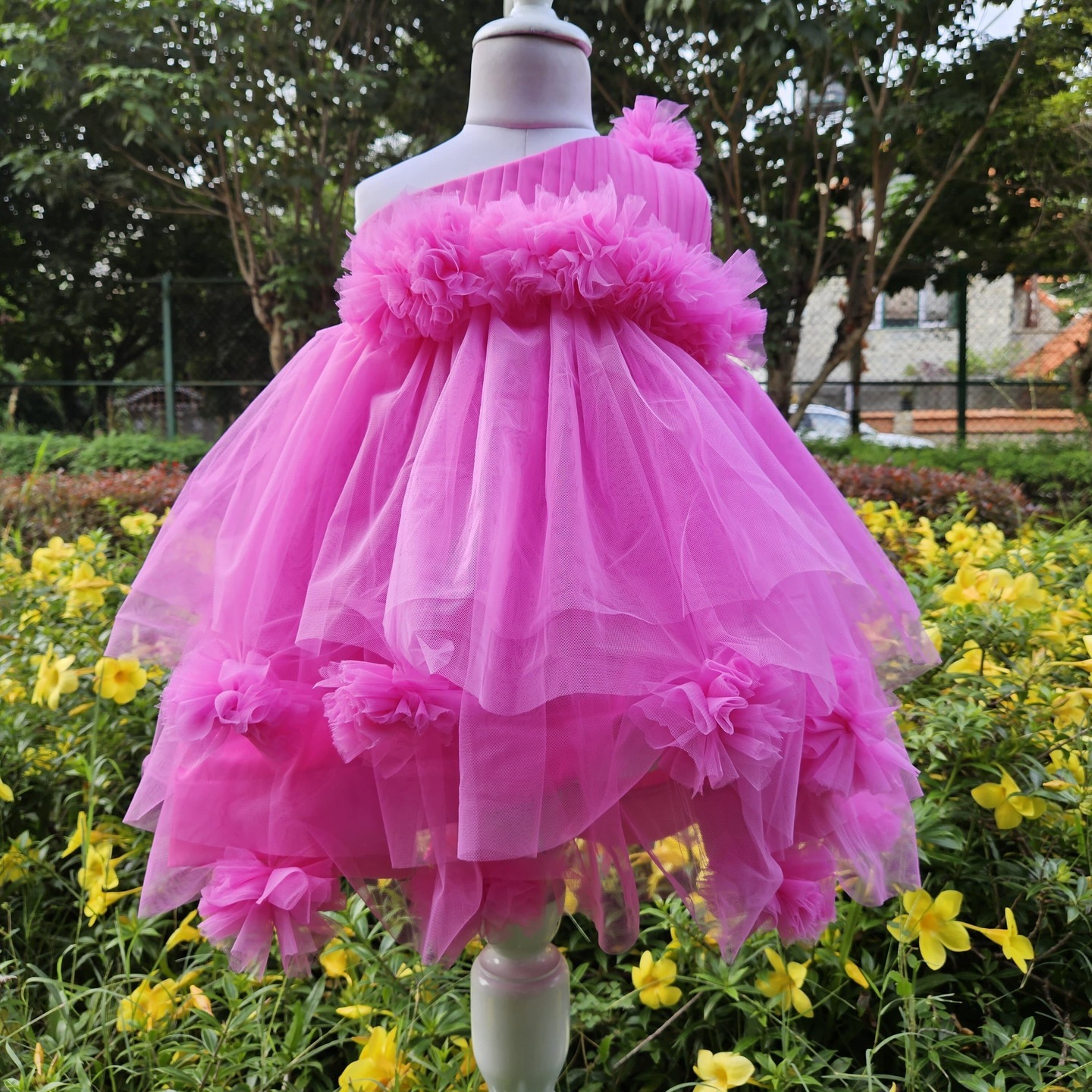 LS-0105 - One Shoulder Pink Frock