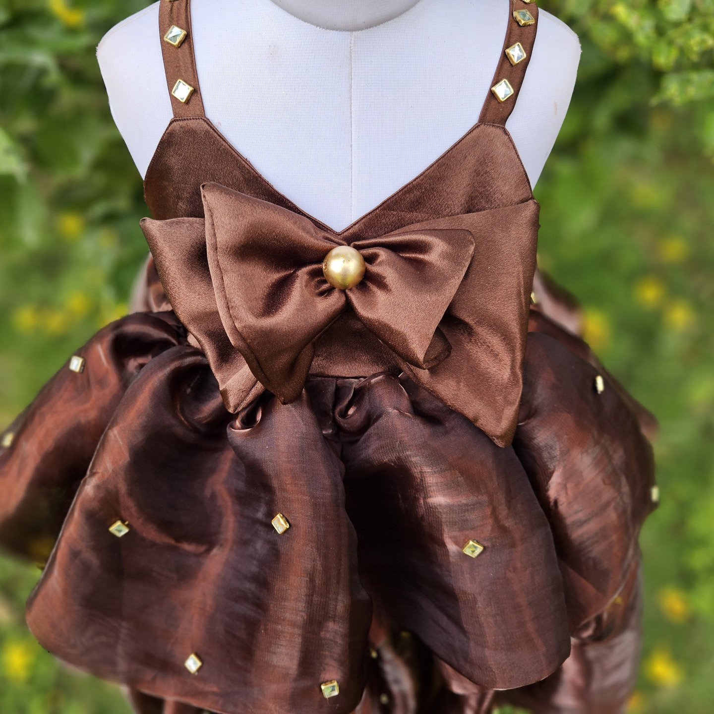 LS-0162 - Brown Satin Organza Frock