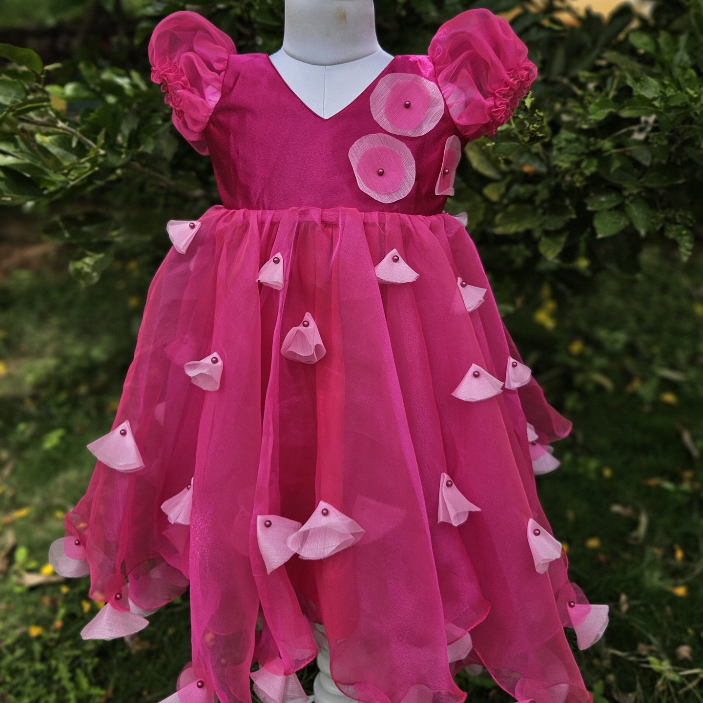 LS-0173 - Neon Pink Organza Frock