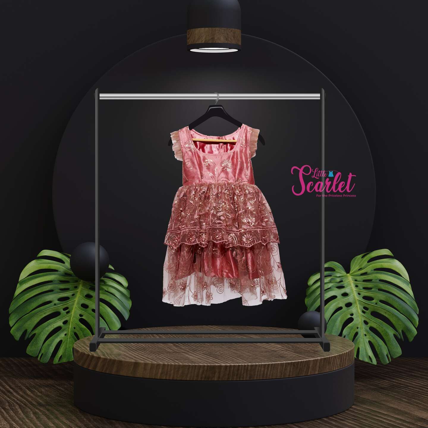 LS-0065 - Peach Embroidery Frock