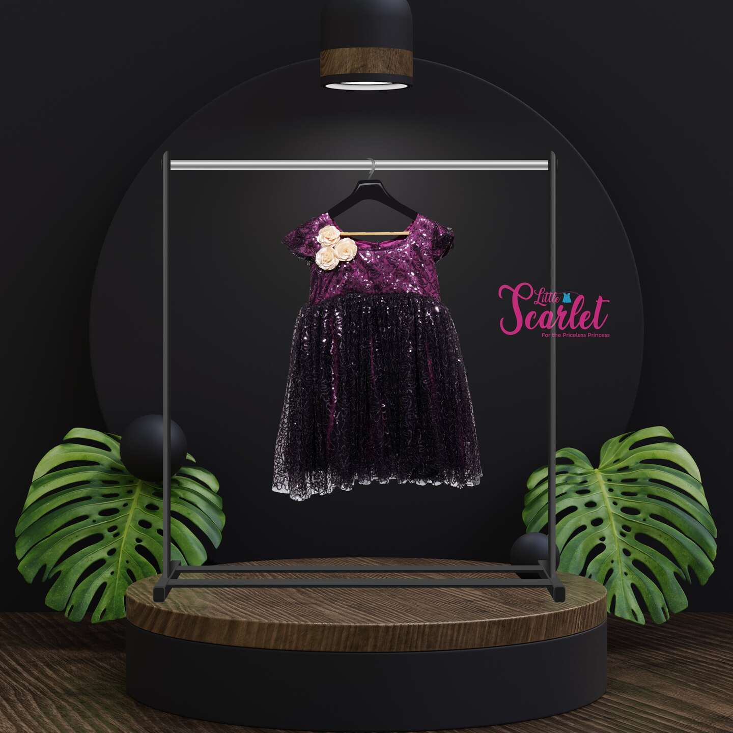 LS-0075 - Purple And Balck Sequin Frock
