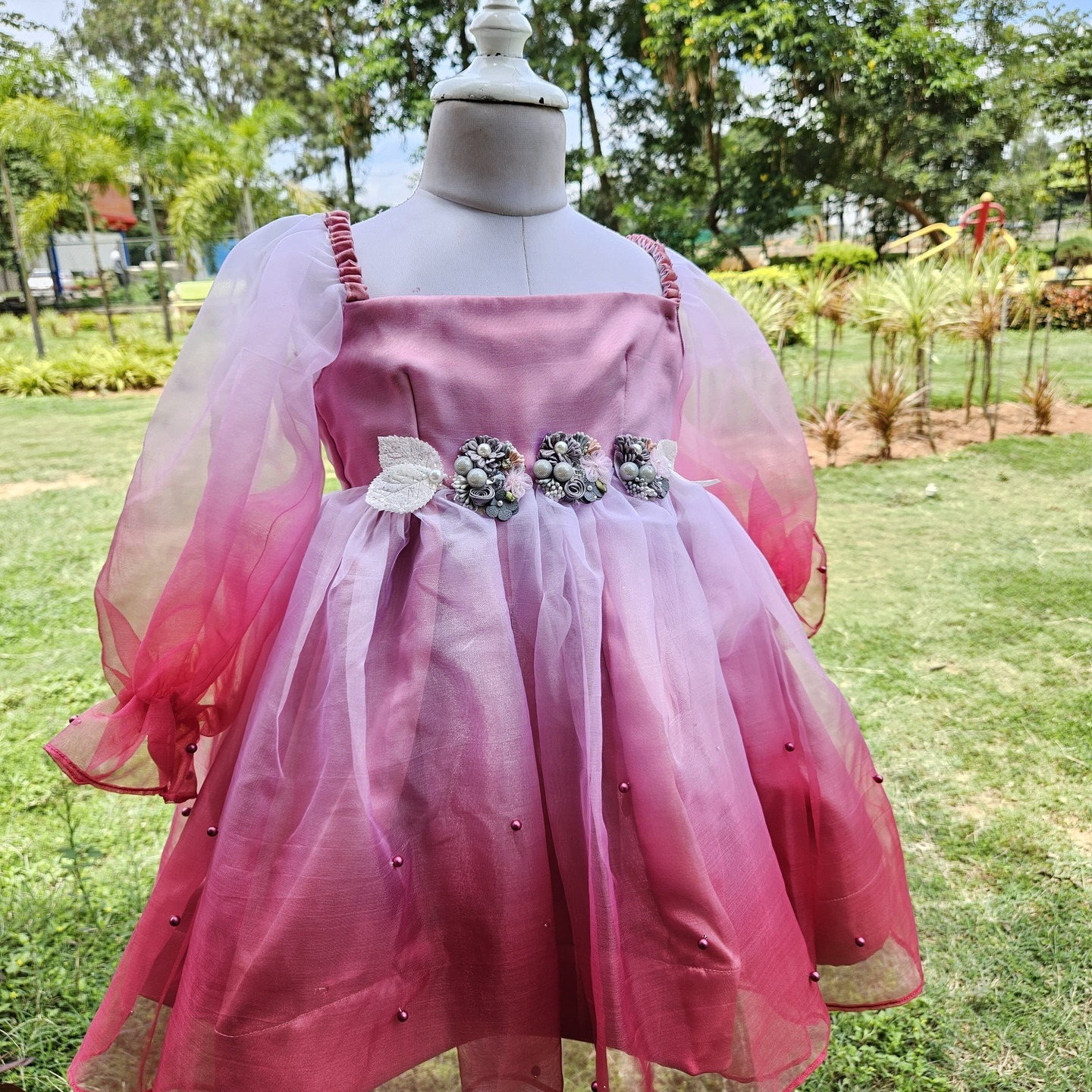 LS-0132 - White And Pink Ombre Frock