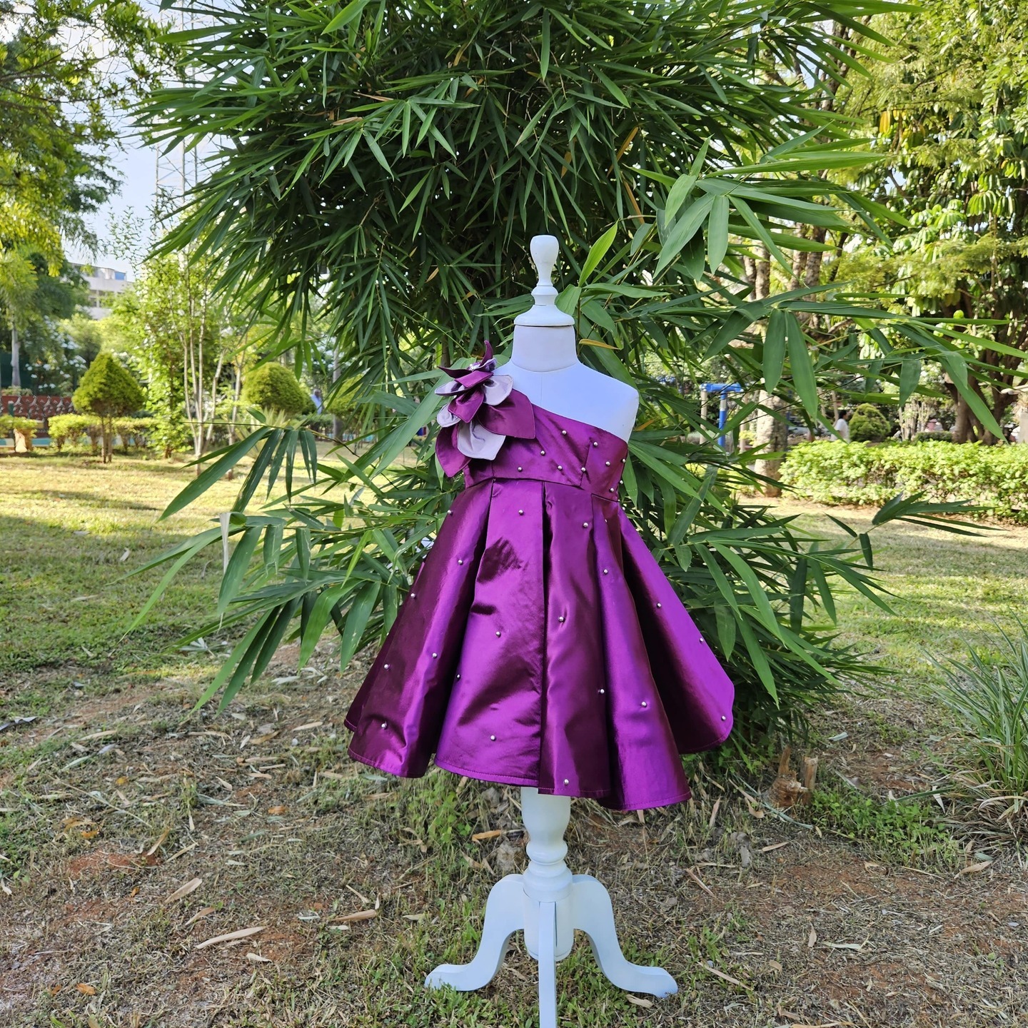LS-0098 - Purple One Shoulder Dress