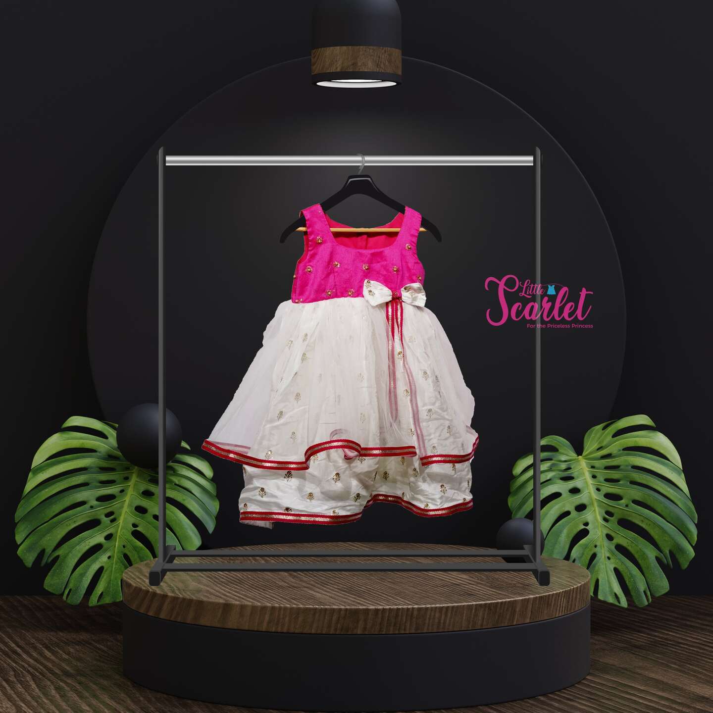 LS-0062 - Pink And White Double Layered Frock