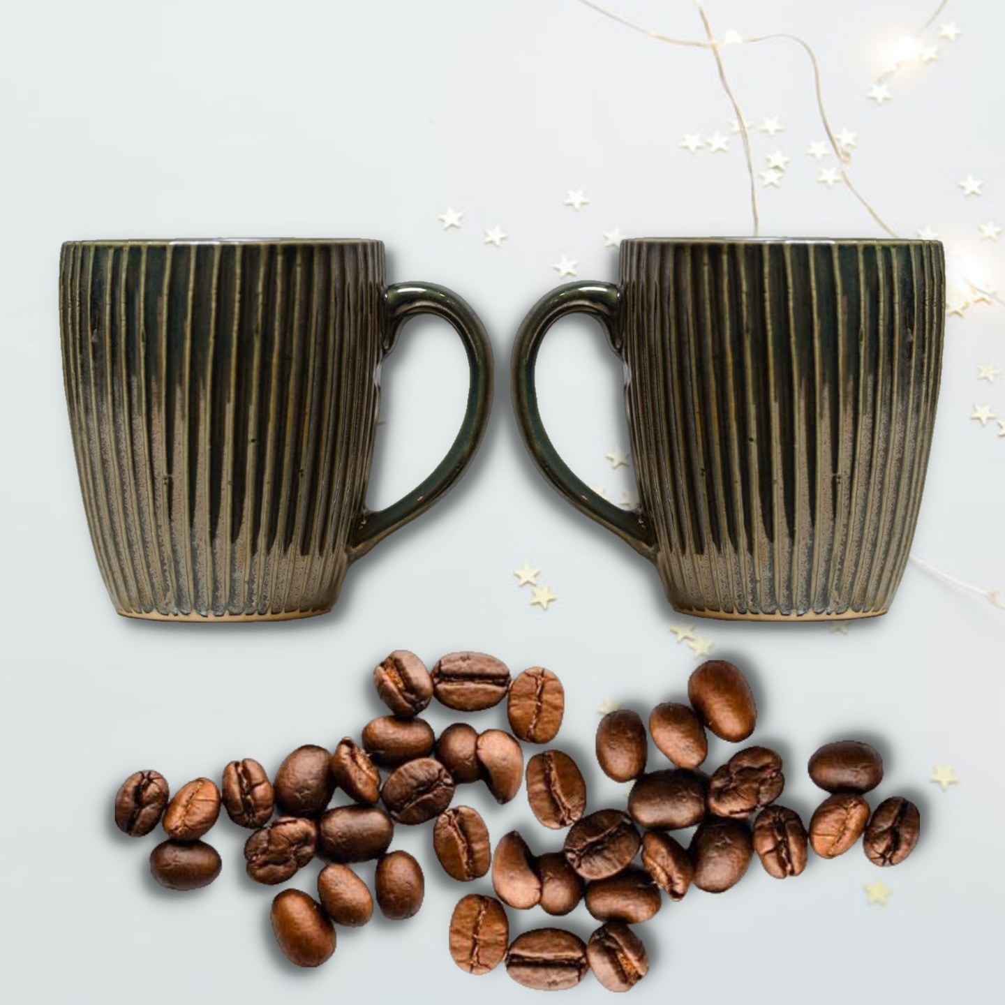 Prettify! Textured Handcrafted Tea/Coffee Mugs (Set of 2) - 325 ML