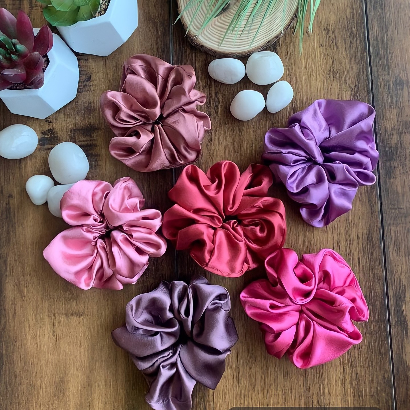 Prettify!™ Silky Satin Scrunchies Combo (Set of 6)