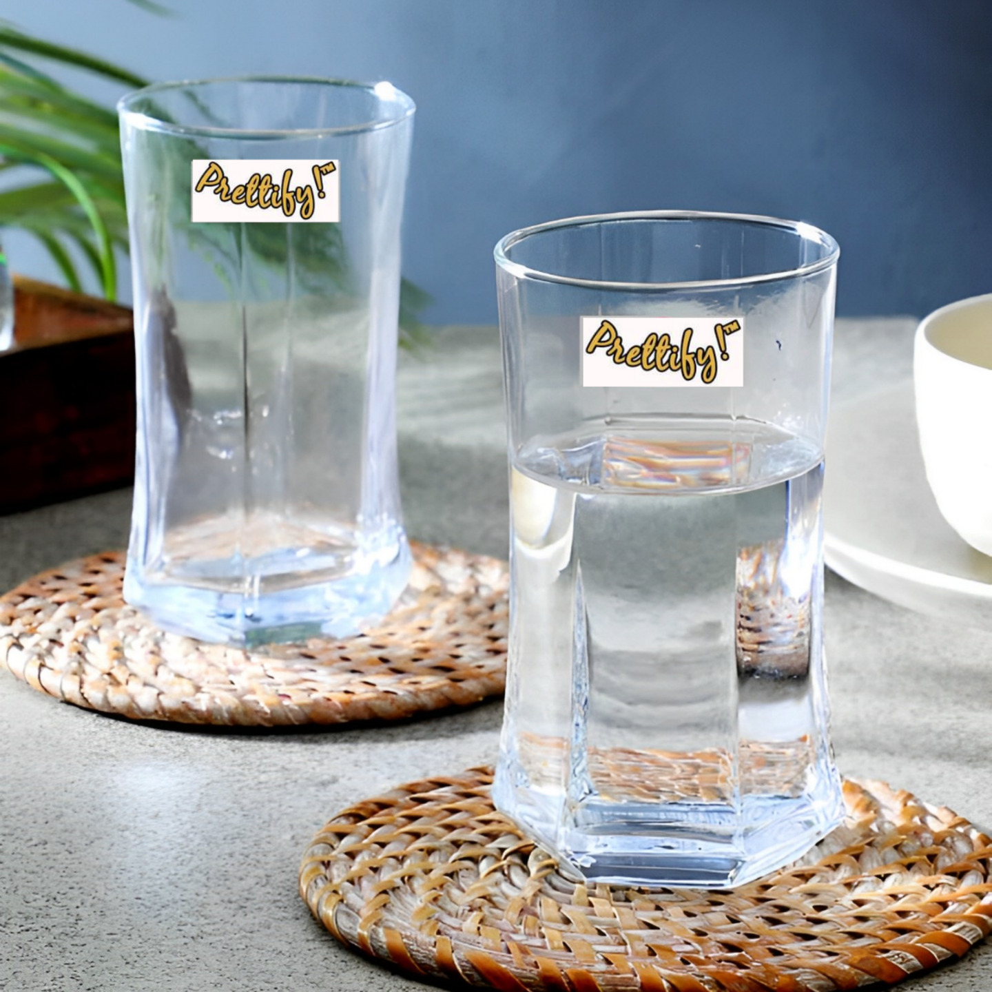 Prettify!™ Curvy Diamond Cut Tumbler Juice and Water Glass (Set of 6) - 280 ML