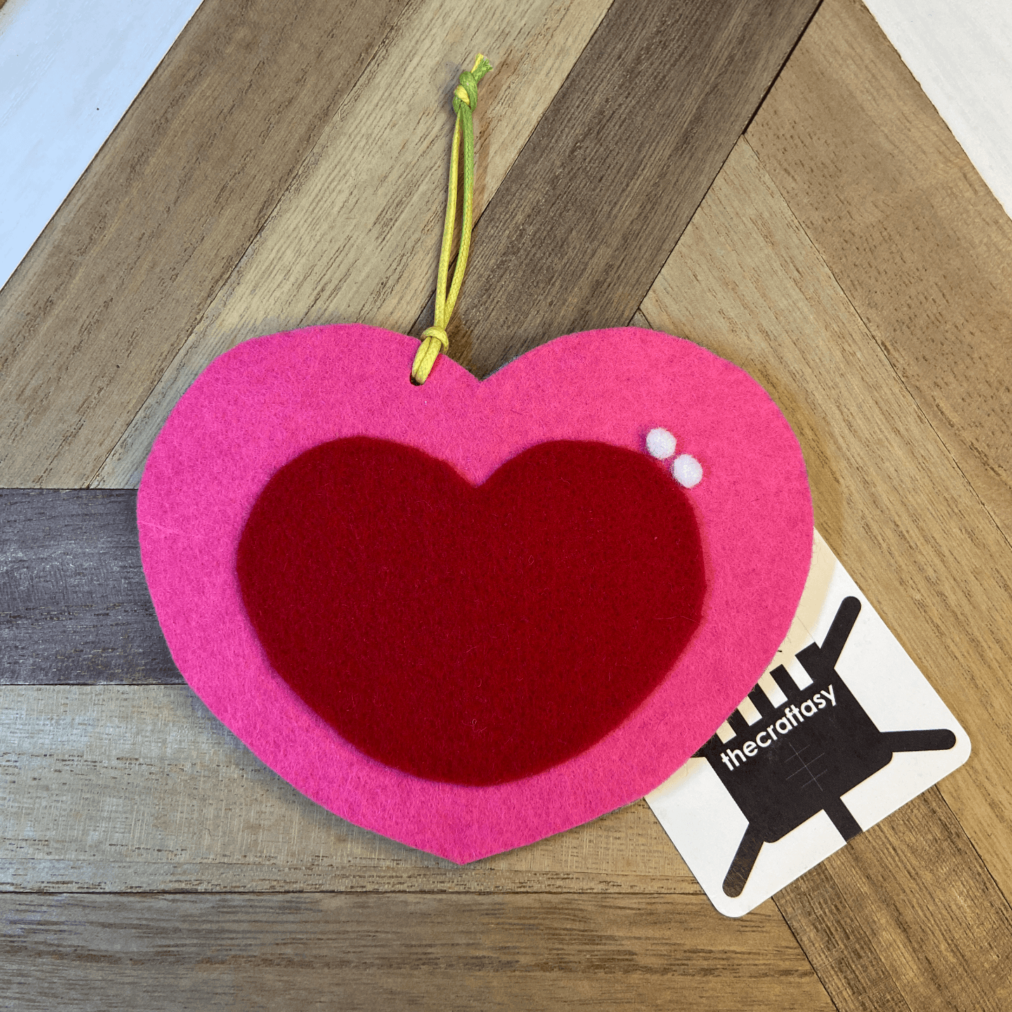 Christmas Ornaments Felt - Heart Pink, Red