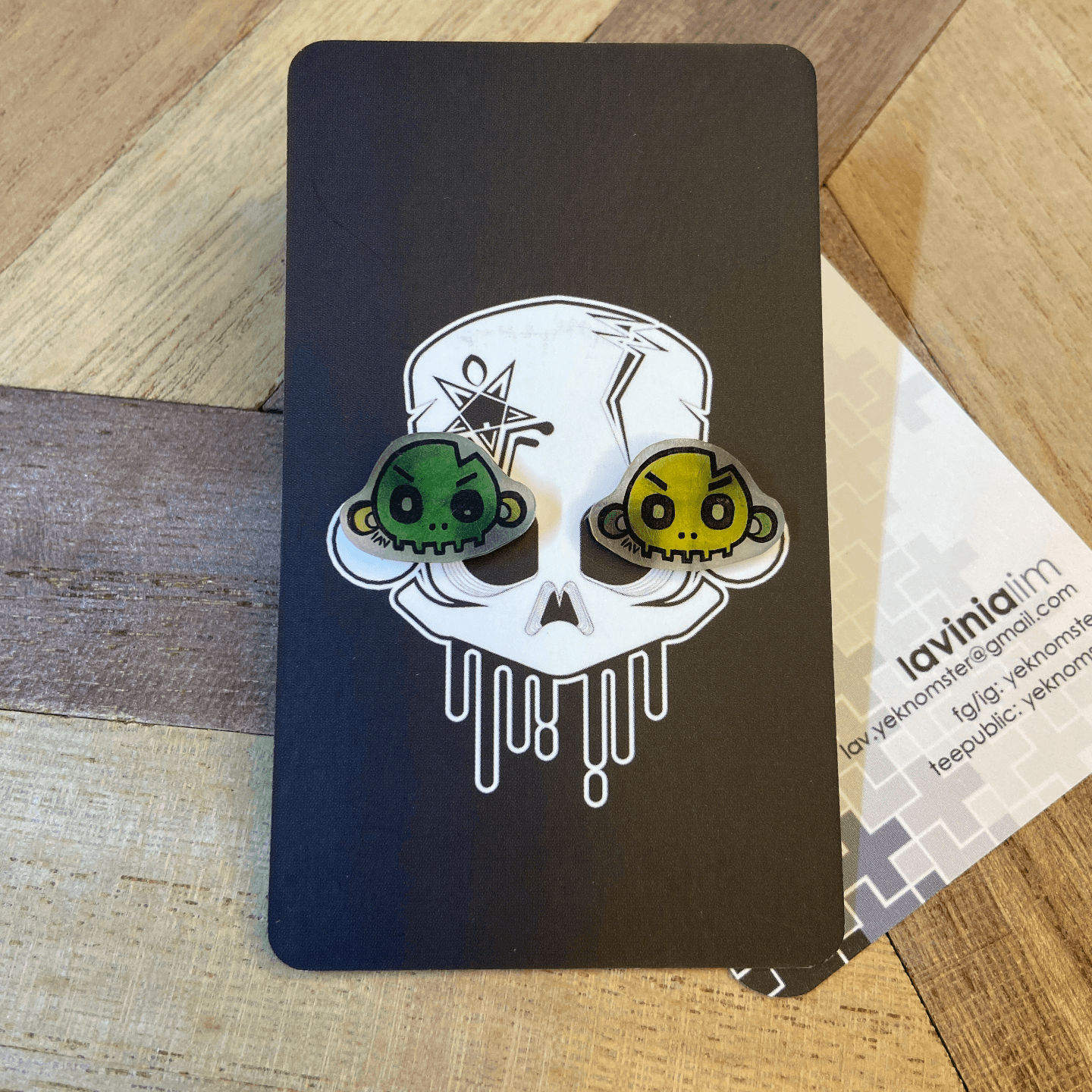 Emo Skulls - Green/ Yellow (Huh + Shocked)