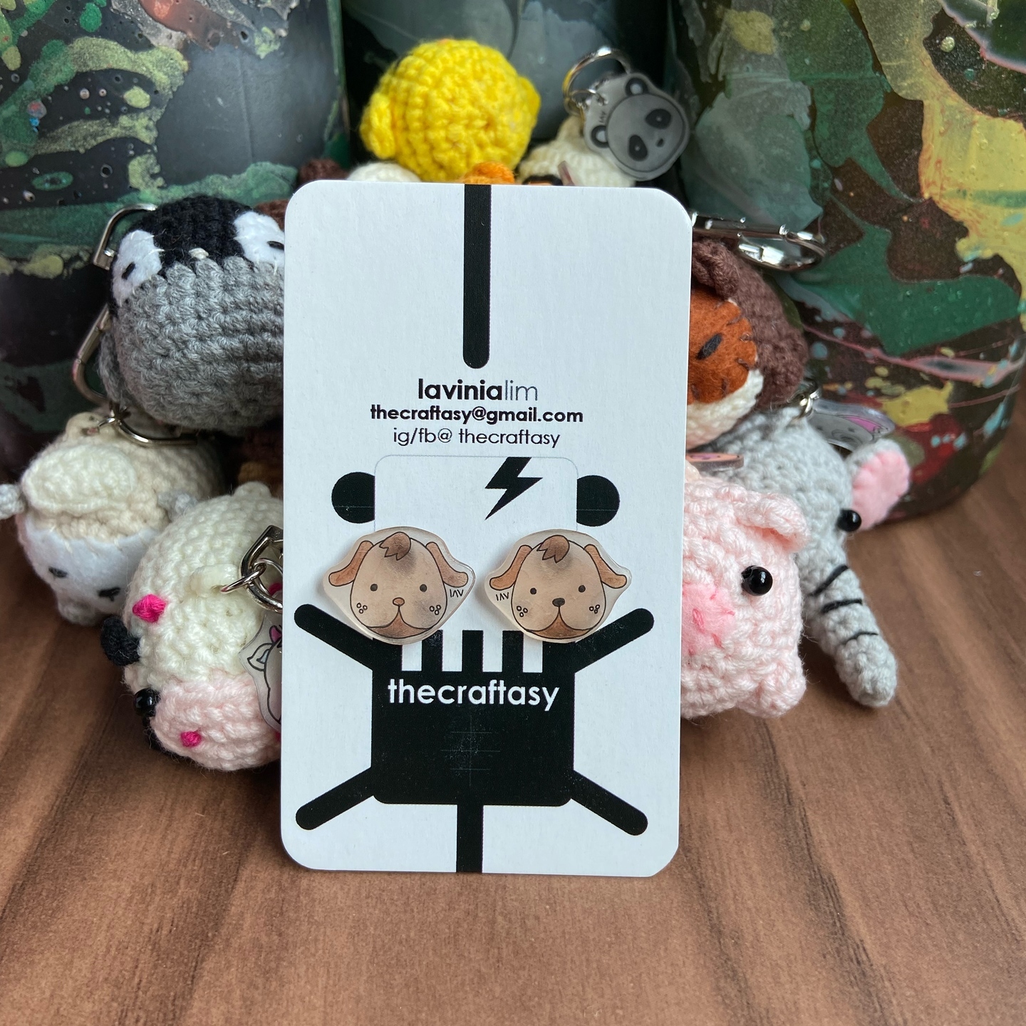 Animal Earrings - Dog (pale)