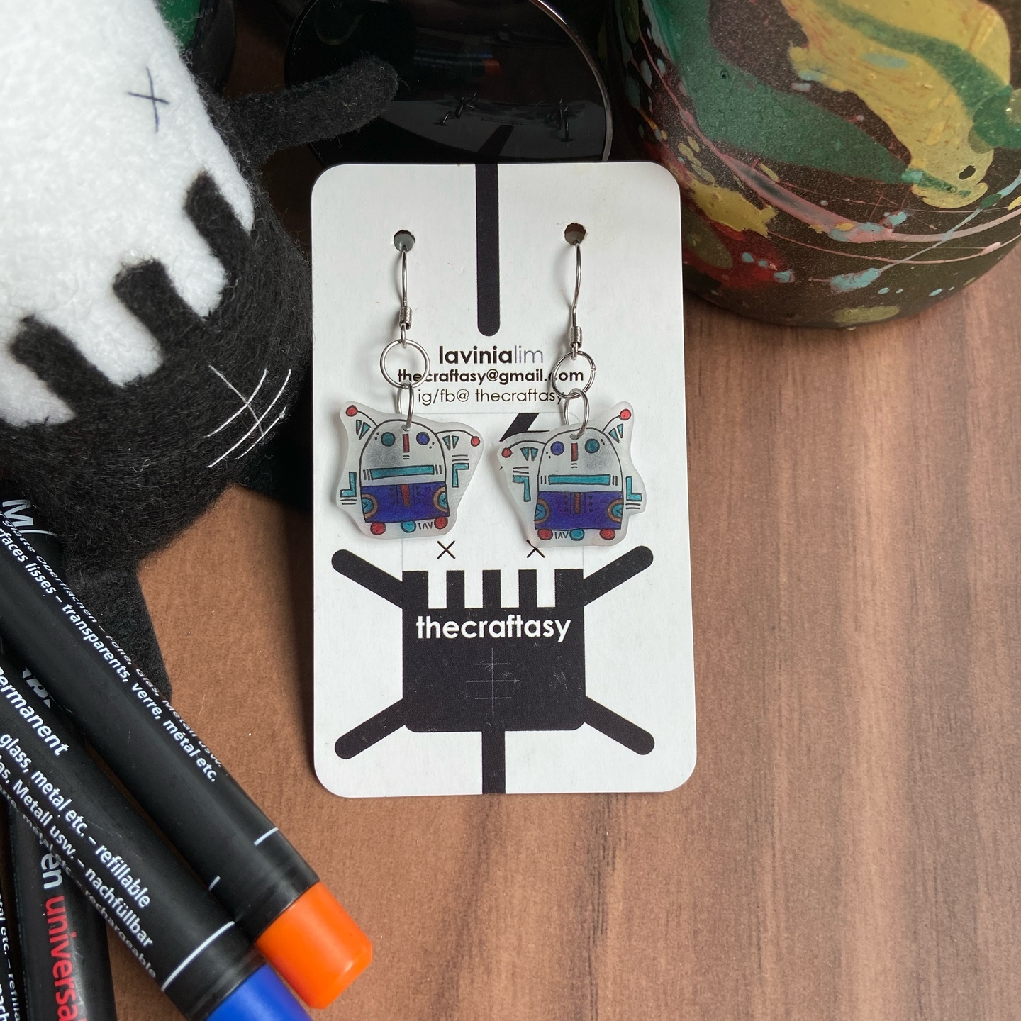 Earrings - Roller Robot