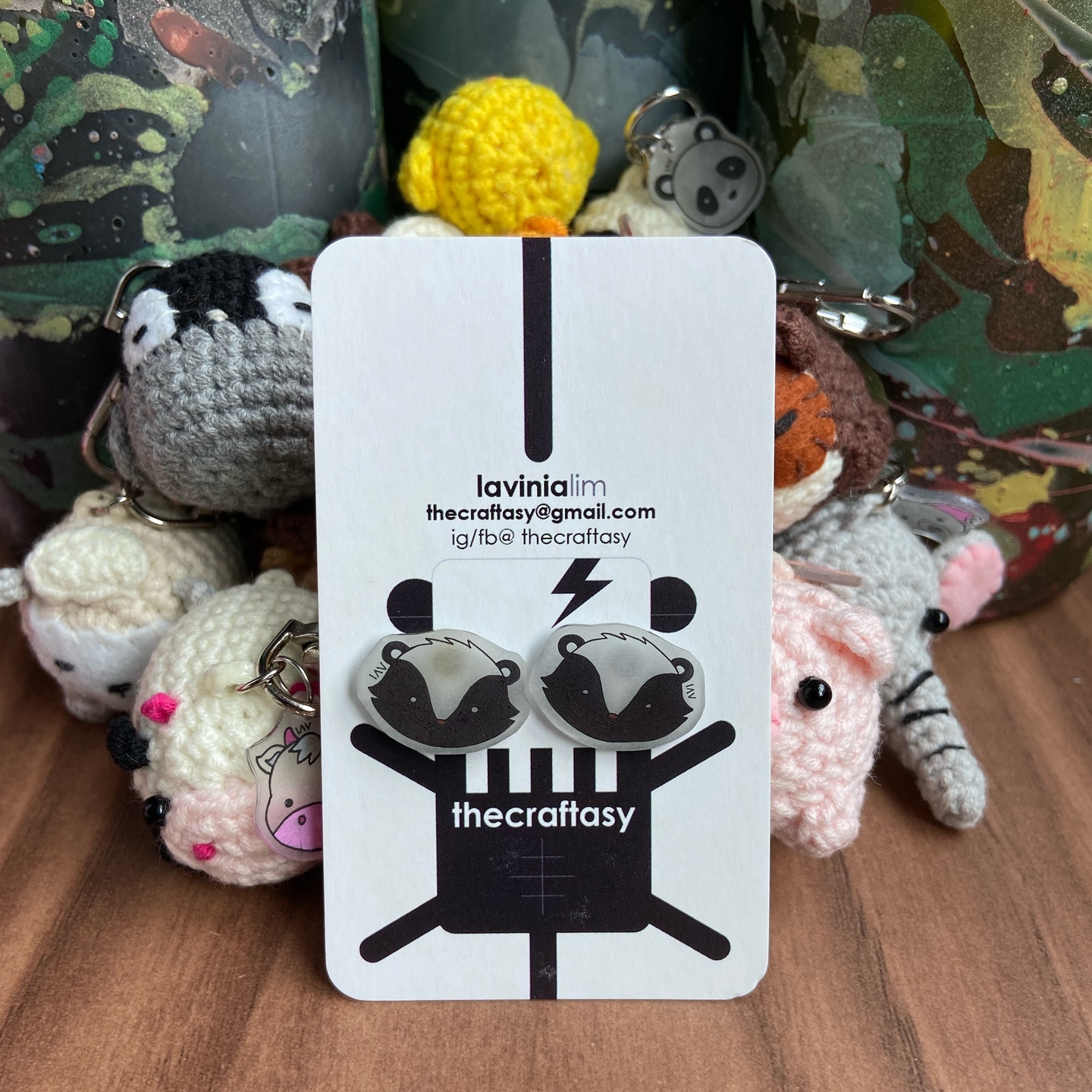 Animal Earrings - Skunk